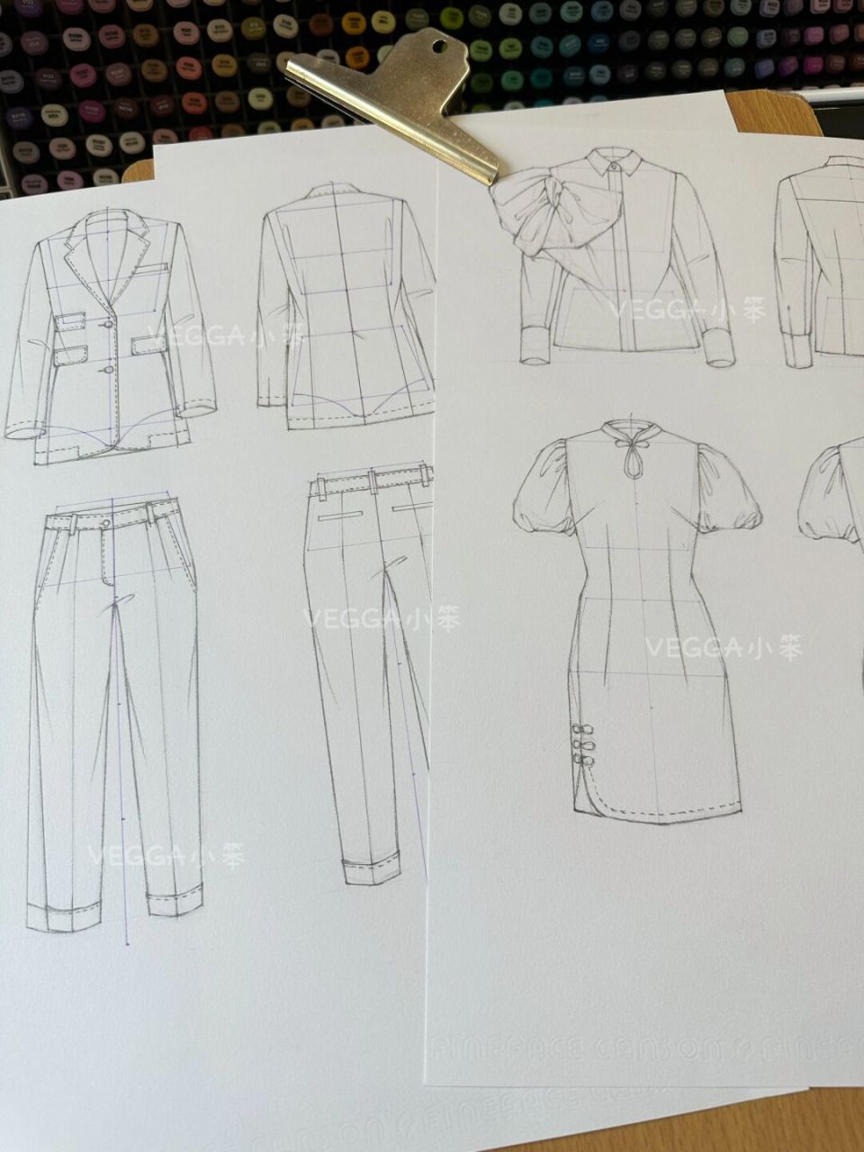 手绘铅笔服装款式图7815 94铅笔:晨光自动铅笔 #服装款式图
