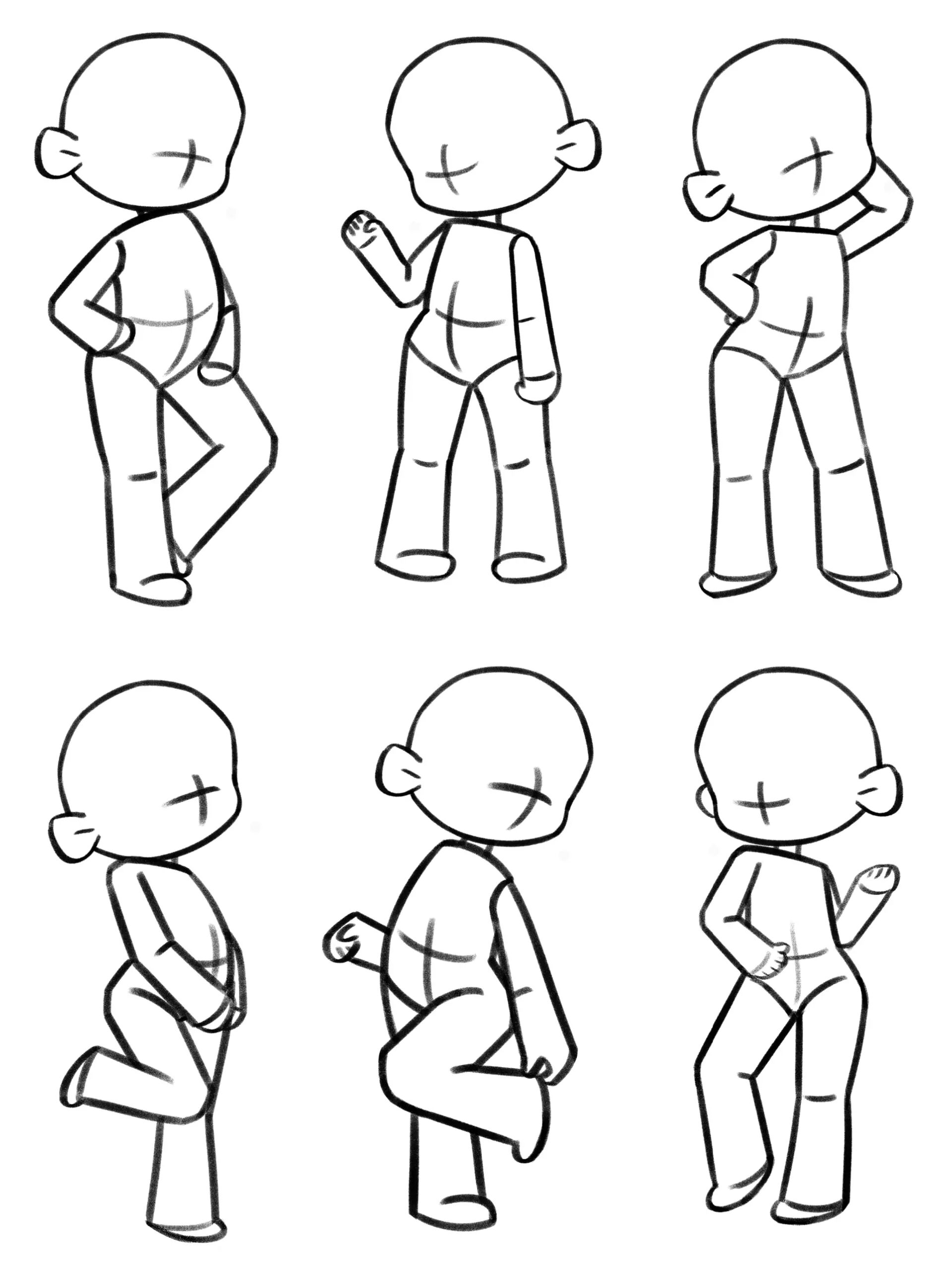 30个常见q版人体站姿大合集|动态线稿练习