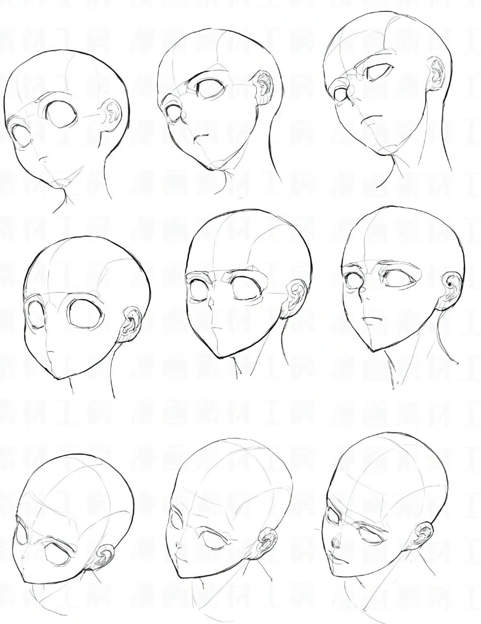 头部教程来咯 分享一组简单易学的动漫头部教程～ (作品来自于网络)