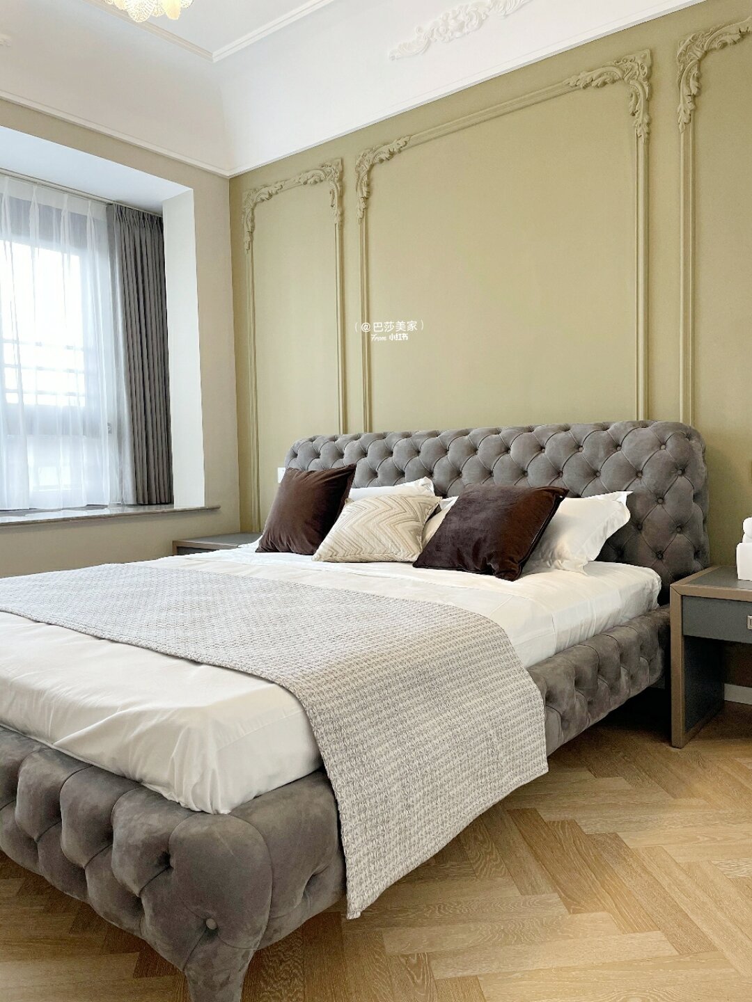主卧78莫兰迪绿 高级灰法式小主卧来啦～ 78颜值超高的小法式主卧