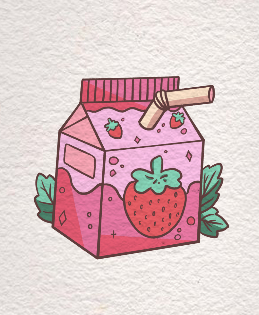 简笔画|草莓牛奶来一份吗 多画几种口味大家可以选择哦,这几天前会给