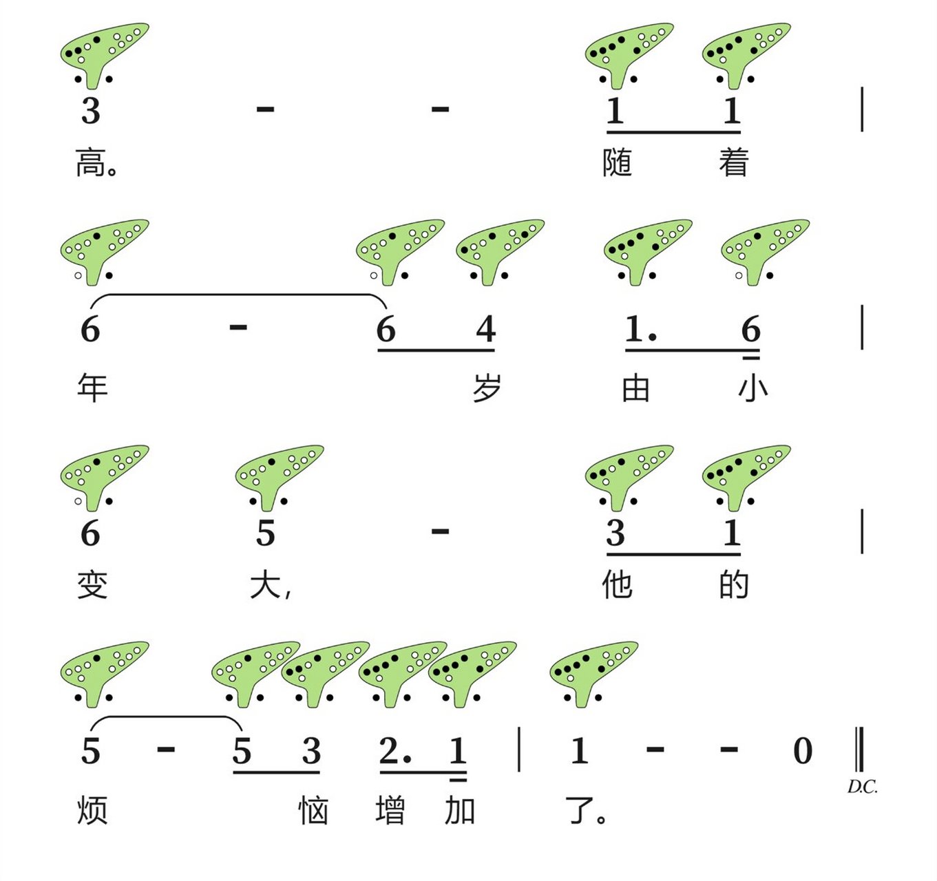 《小小少年》12孔陶笛曲谱 欢迎一起交流陶笛心得 需要更多曲谱欢迎