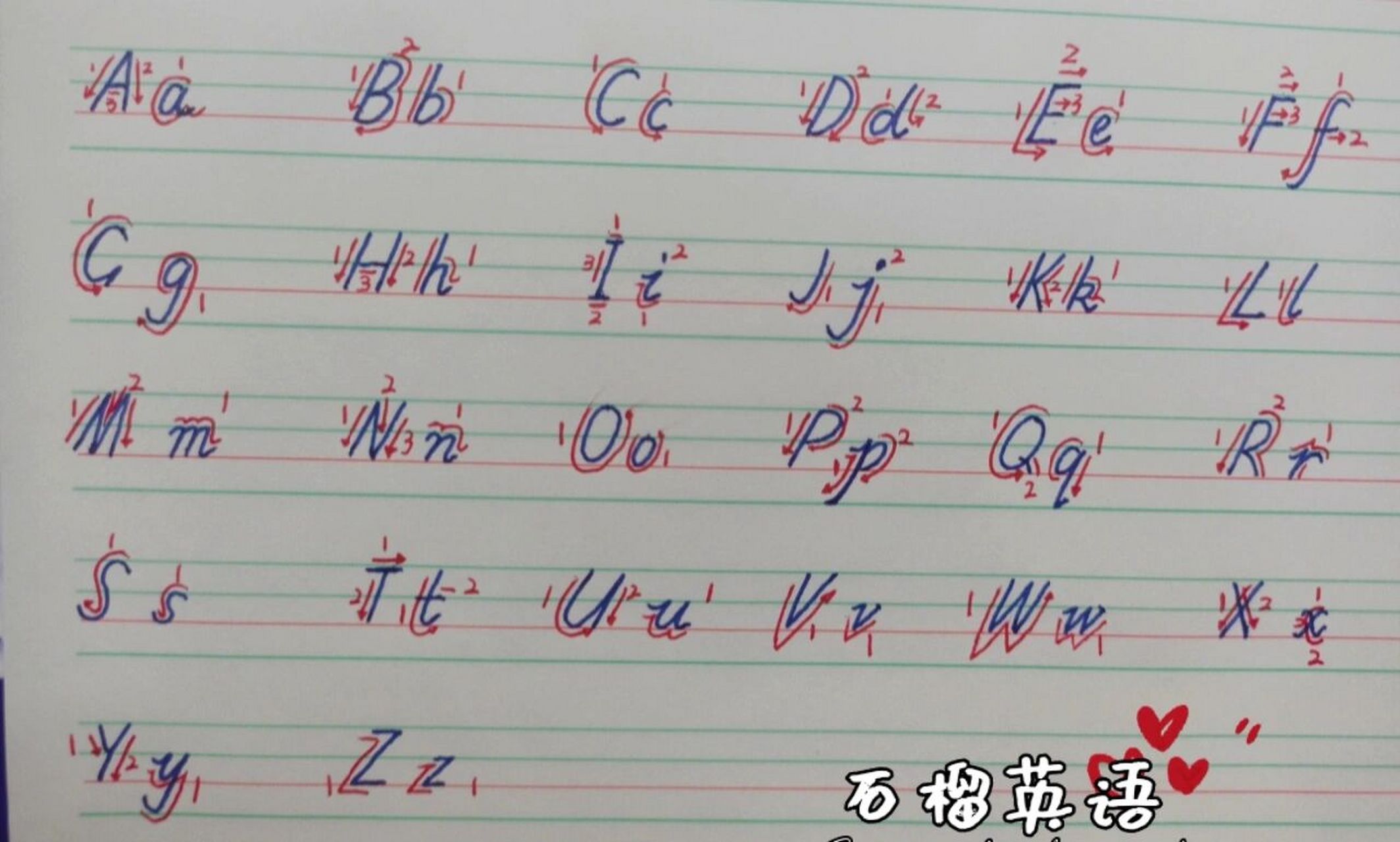 英文字母写法笔顺图图片