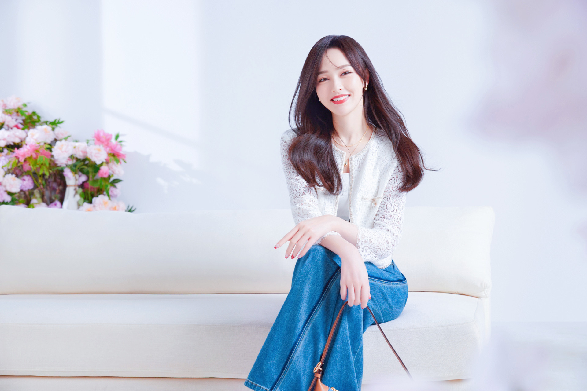 唐嫣碎花裙造型随拍