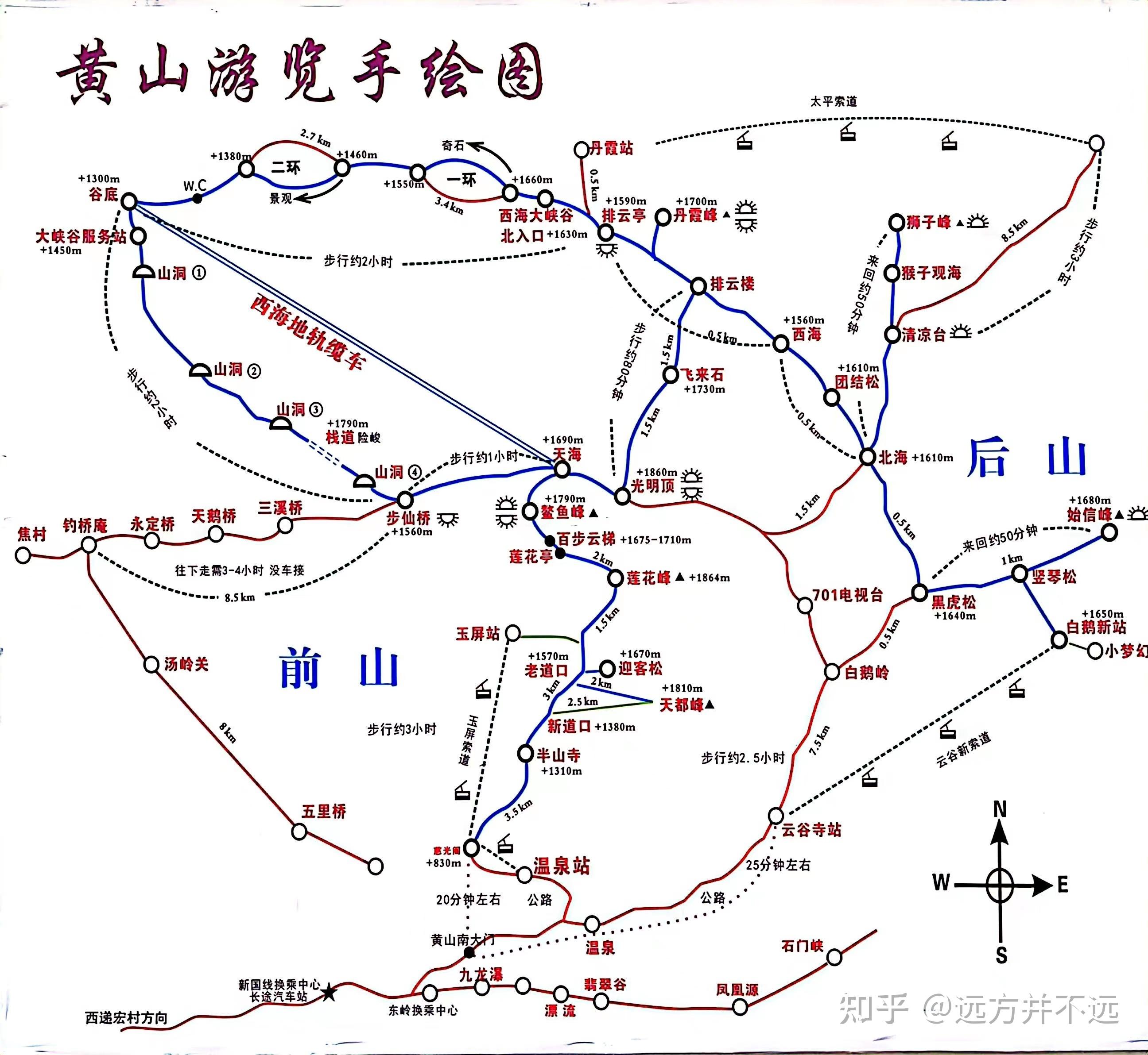 黄山风景区导游图高清图片