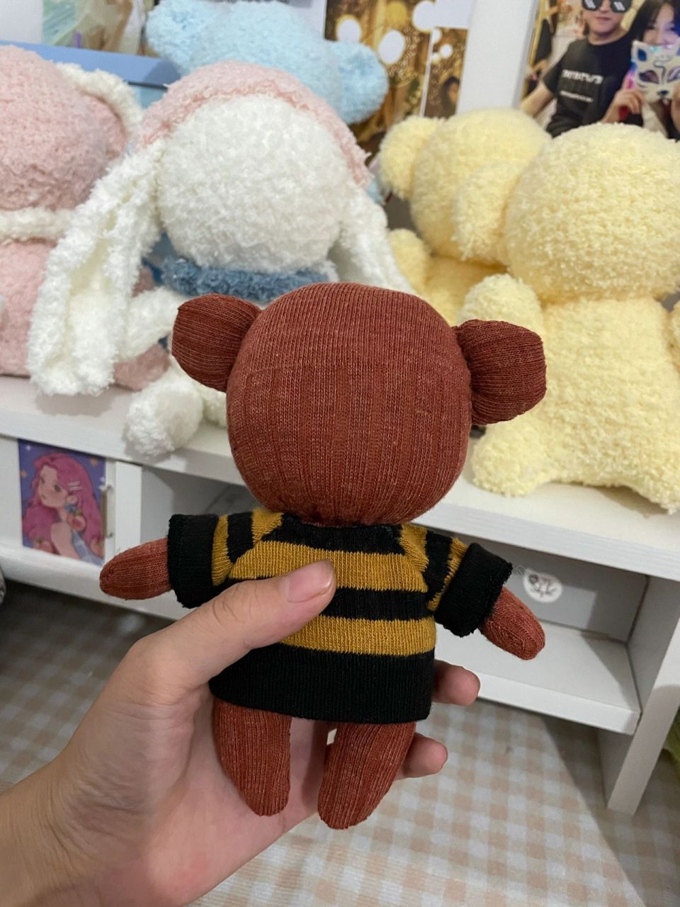 手工diy玩偶制作袜子改造 缝了一个小熊熊