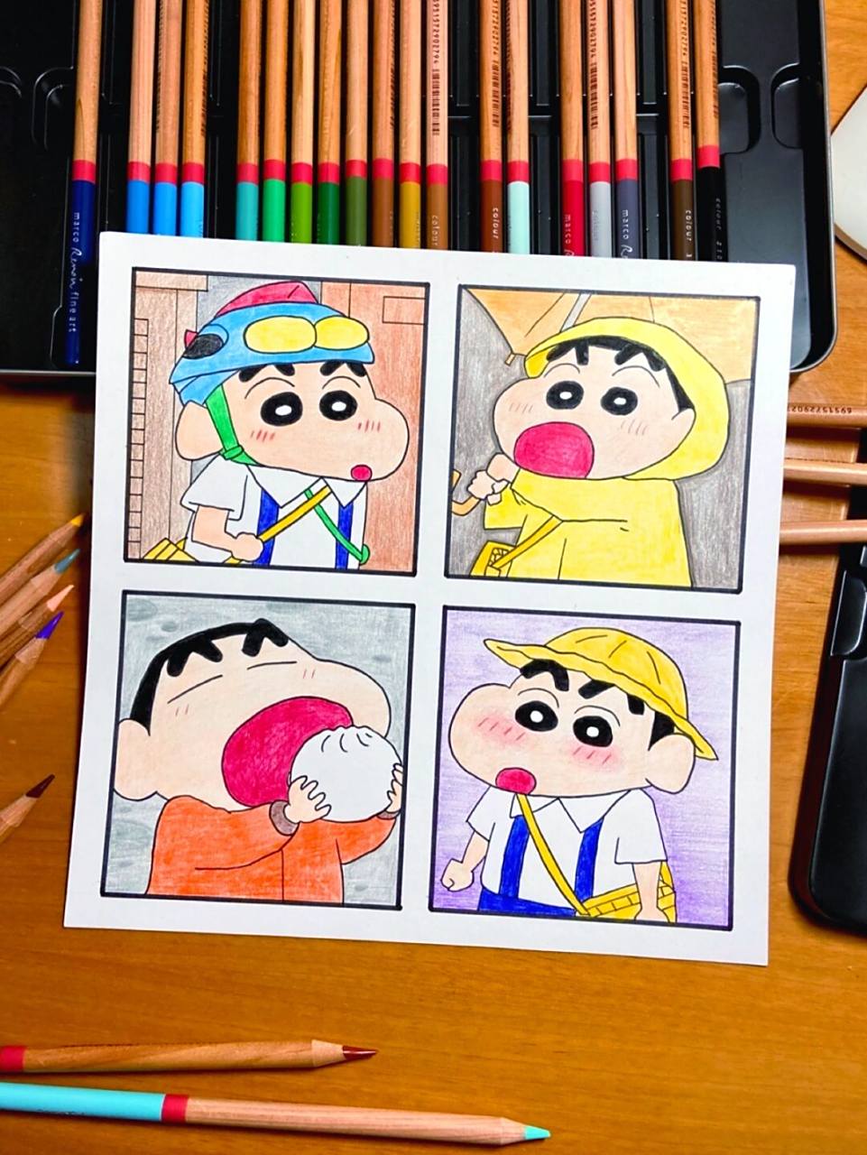 【蜡笔小新】彩铅手绘卡通简笔画教程可爱头像 99:手绘简笔画