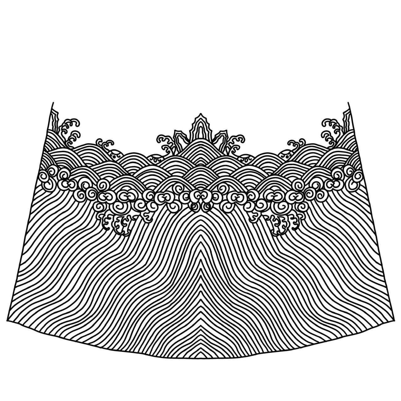 经典纹样 蟒水纹样 图一:立湾水 图二:立卧五江水 图三:立卧三江水 图