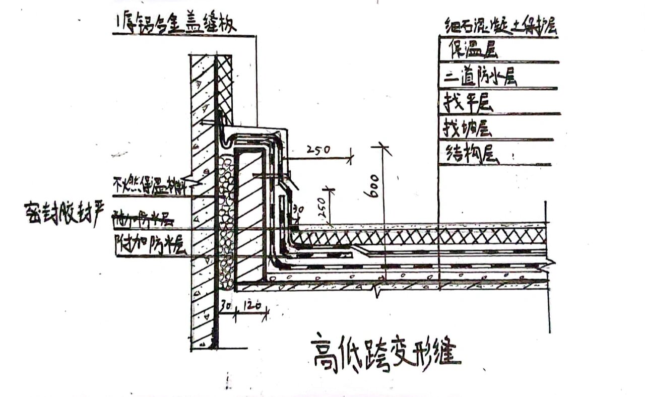 等高屋面变形缝构造图片