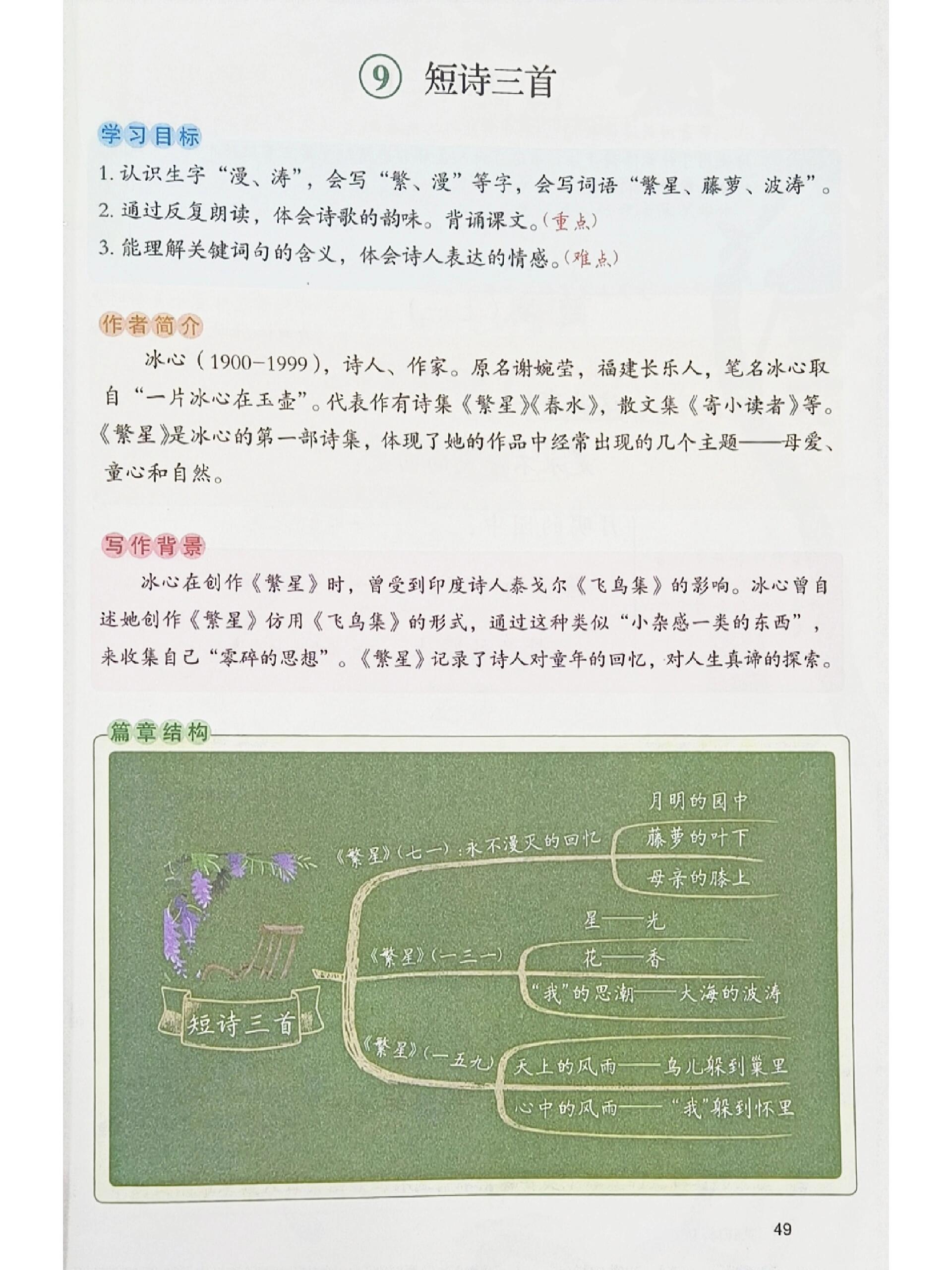 繁星短诗三首课文图片