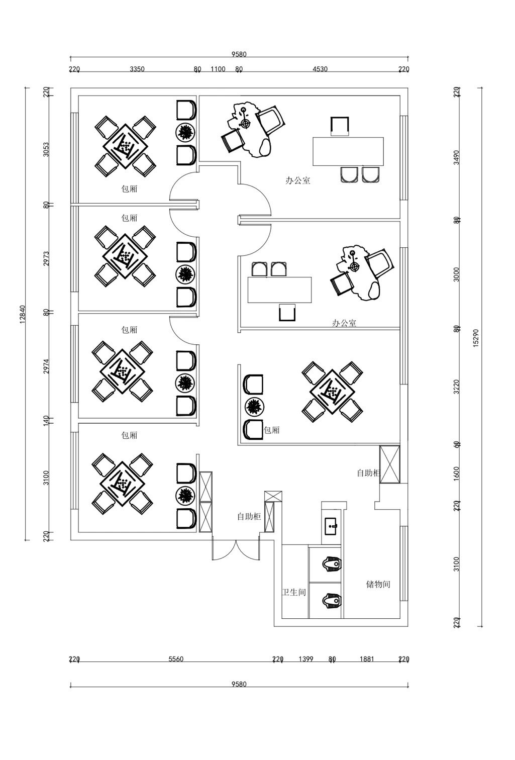 棋牌室平面设计!茶室设计图!