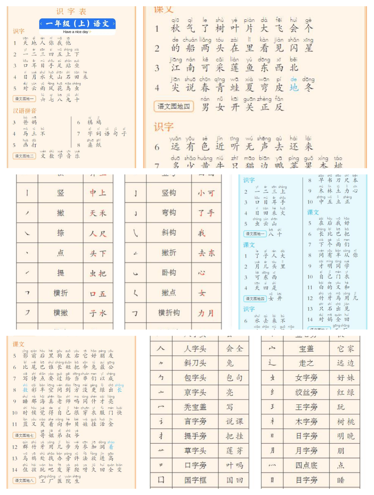 一年级上册语文学习宝典    1-3 识字表大揭秘(300字)   4 常用笔画