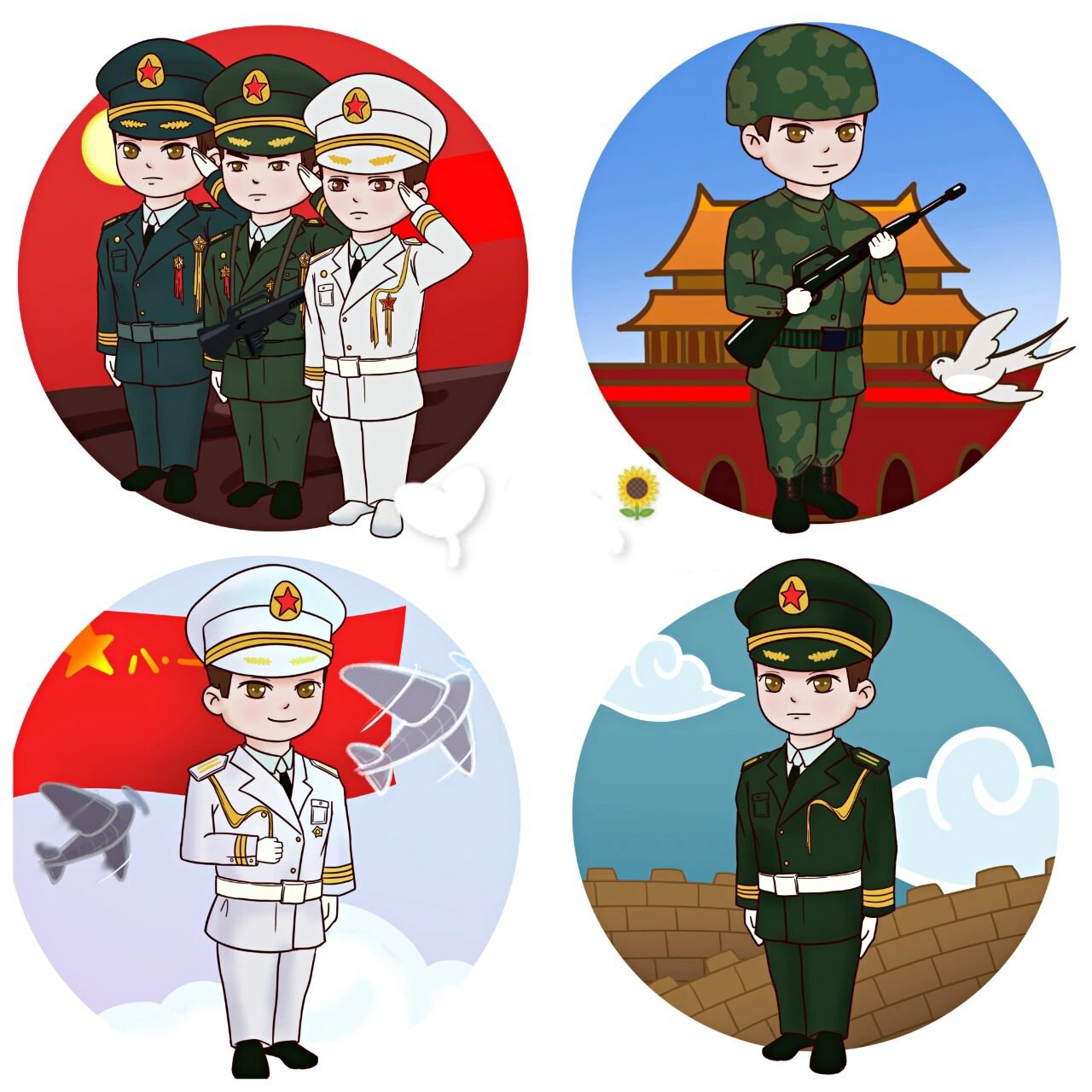 免抠素材‖人物素材‖敬礼‖海陆空