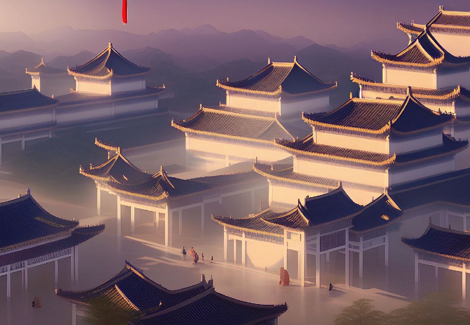 中式亭台楼阁场景概念设计 楼阁外,歌如酒,夜莺孤伫,愁莫入君唇.