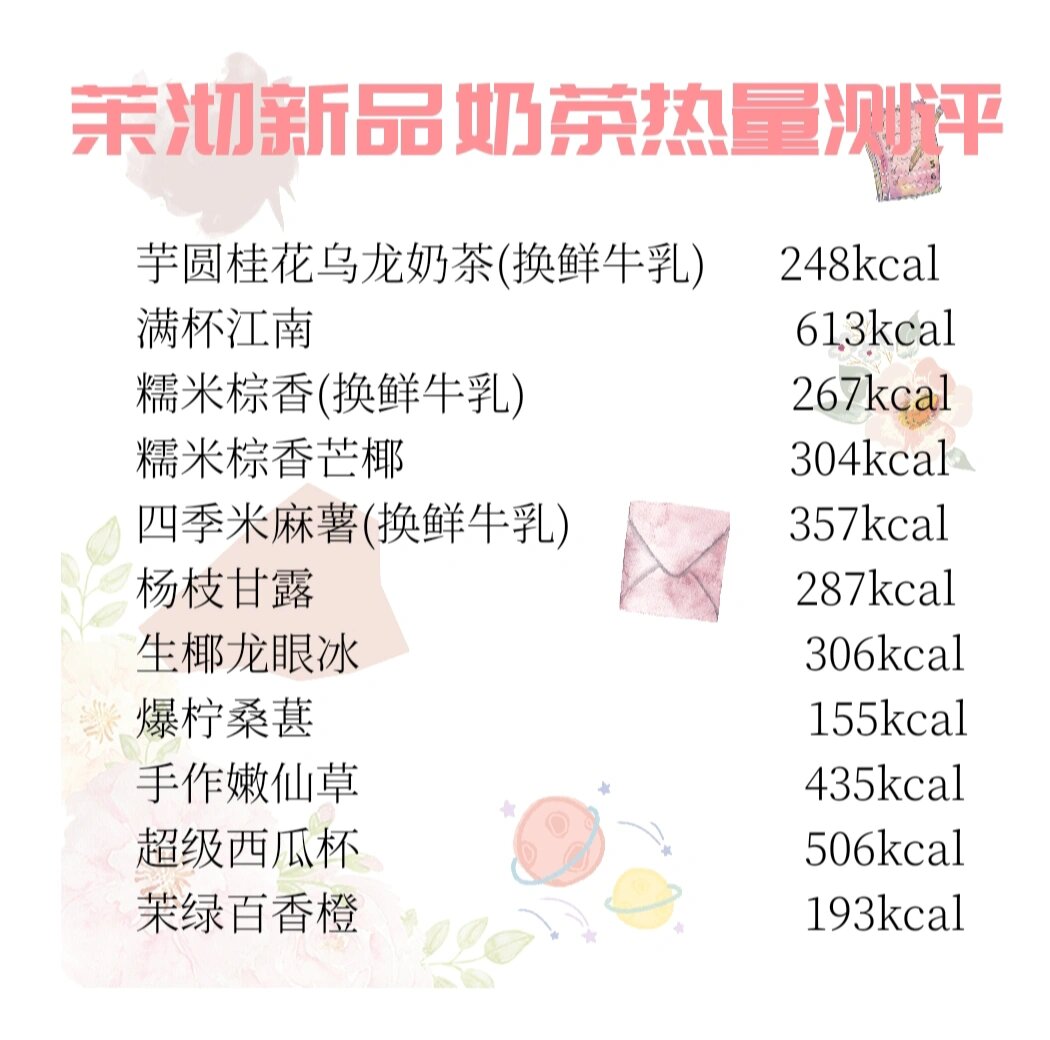茉沏新品奶茶热量测评