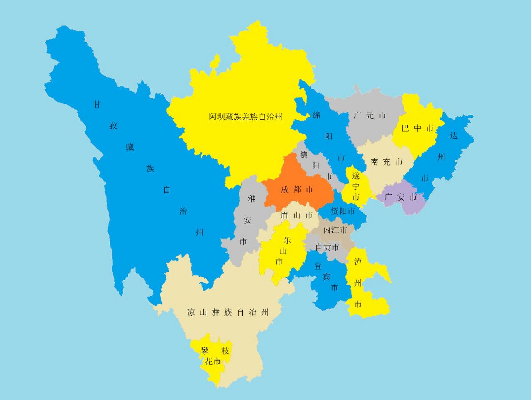 四川全省地区地图图片