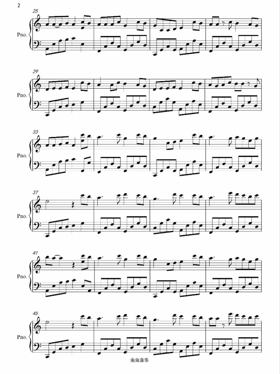 零一九零贰《忘川彼岸》c调 钢琴谱 五线谱