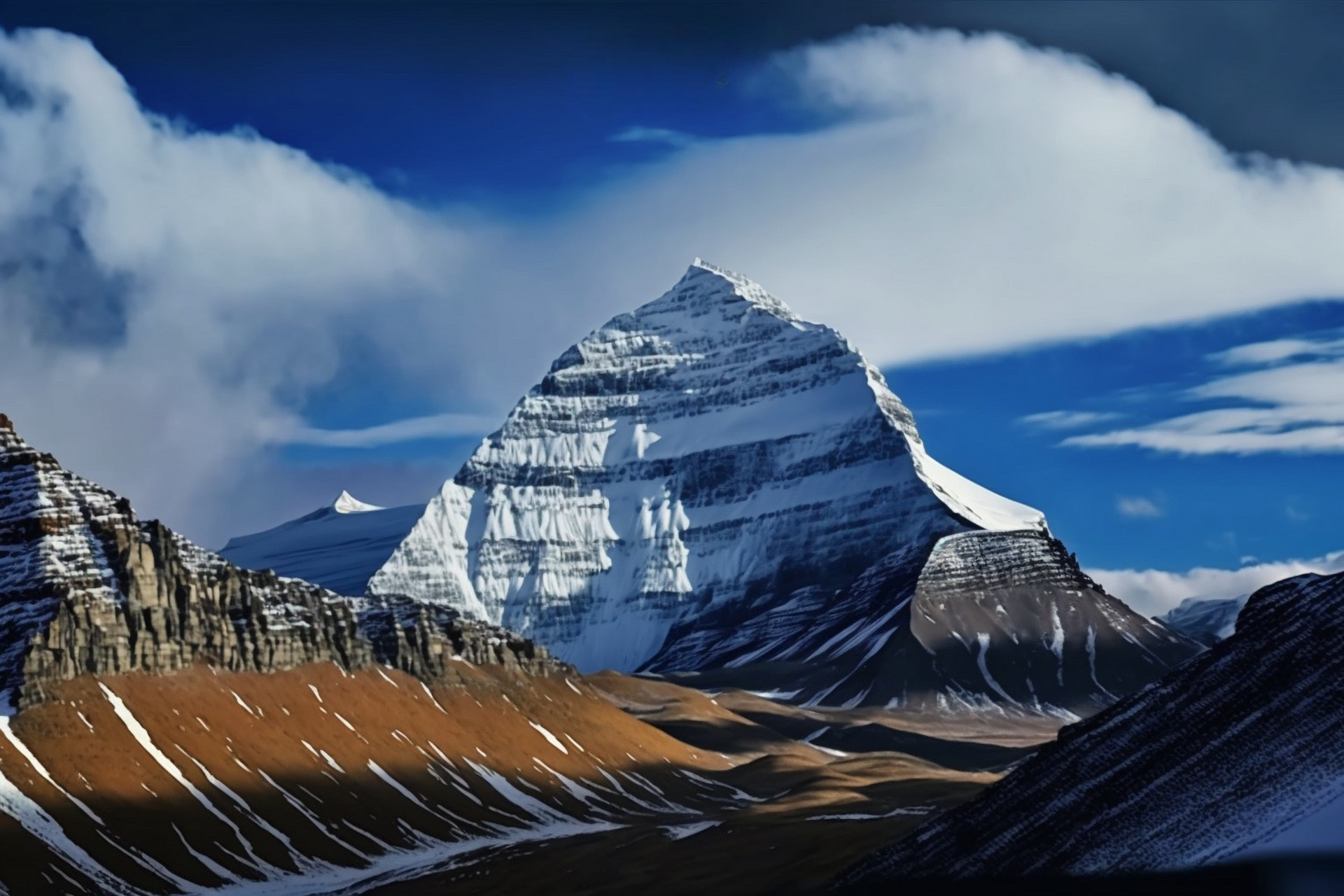 八大神山之冈仁波齐-世界中心,万山之王 ai生成的冈仁波齐,比起