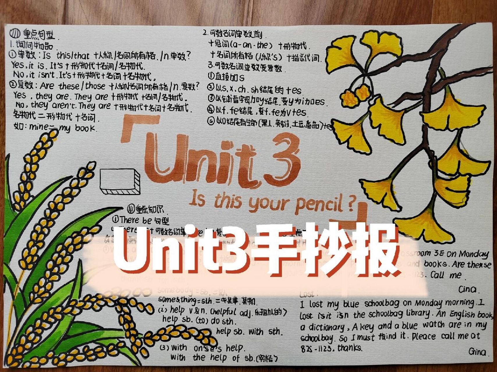 七年级上册英语unit3手抄报