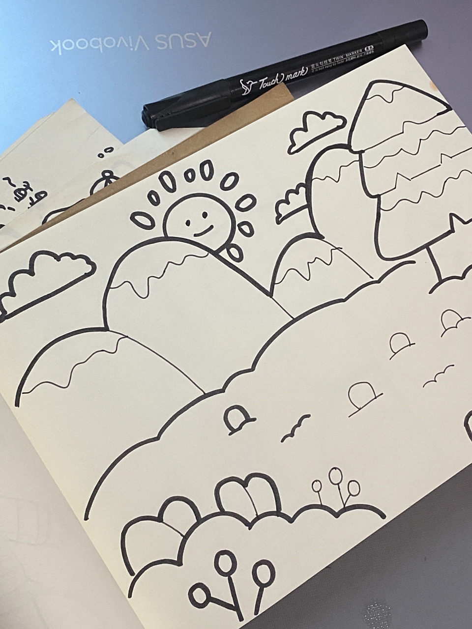 儿童简笔画素材/万能背景 出一个户外草坪背景 真的很喜欢大晴天98