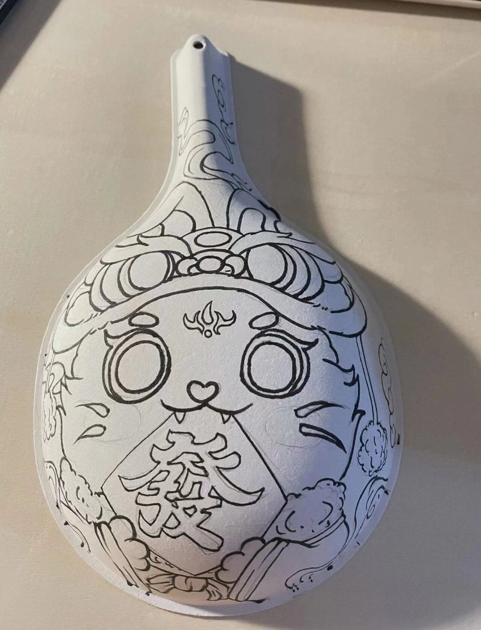 兔年主题儿童绘画|非遗|马勺|高清步骤图 166铅笔起稿,修整 266