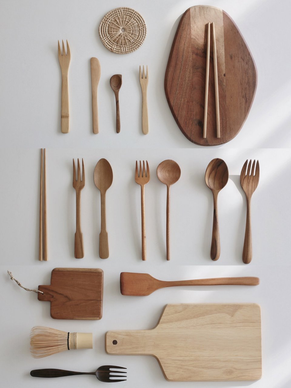 今天分享木质餐具和厨具 木制品的舒适度是无法被取代的 柔软与坚硬