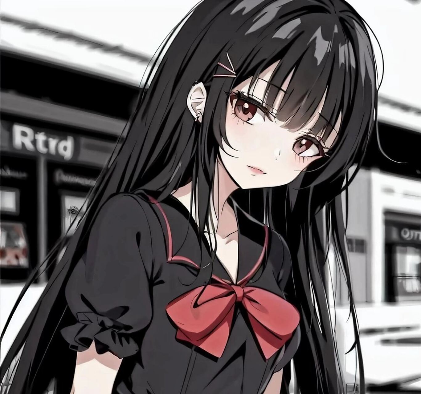 黑白动漫高冷女头