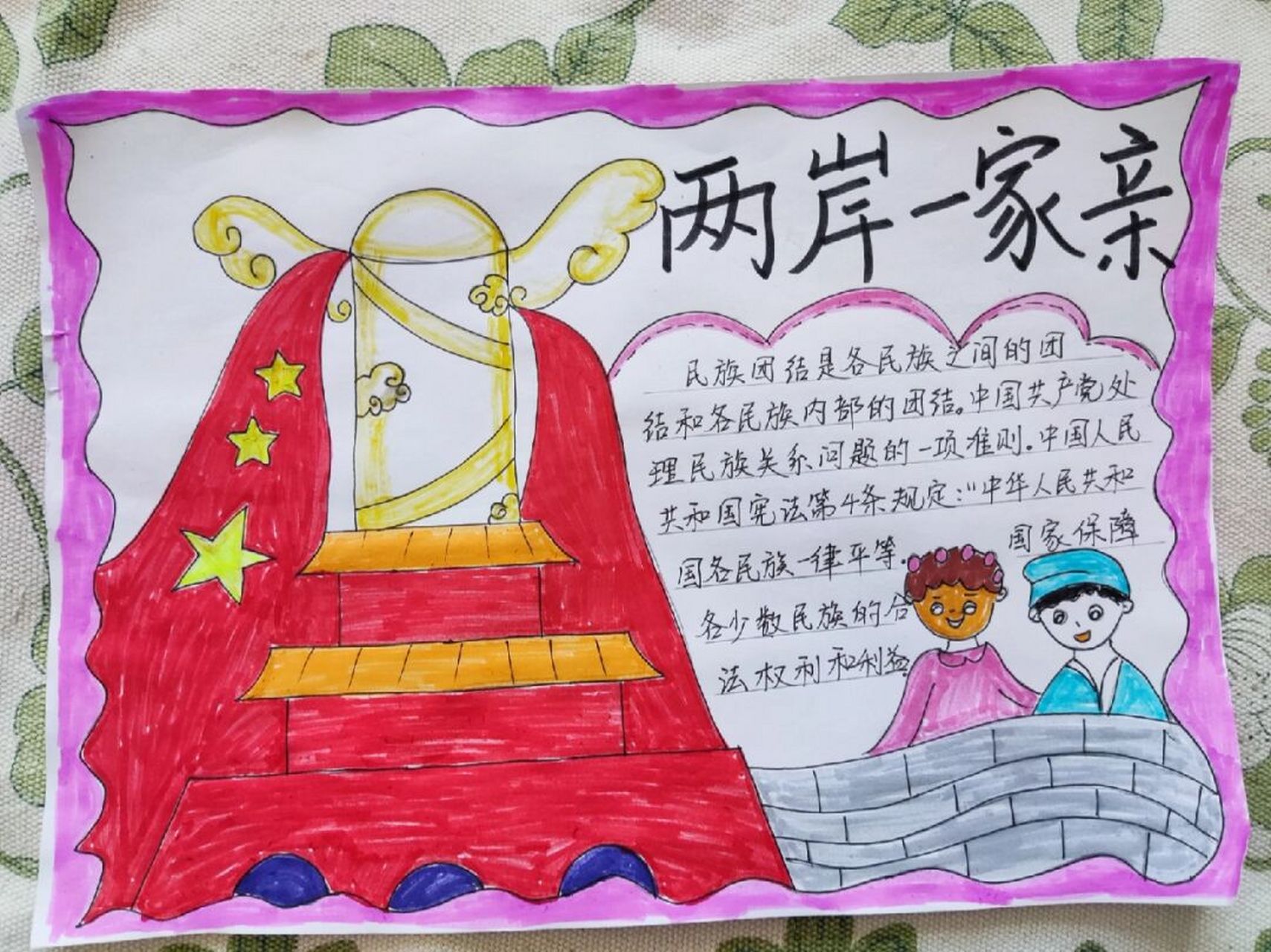 两岸一家亲主题手抄报