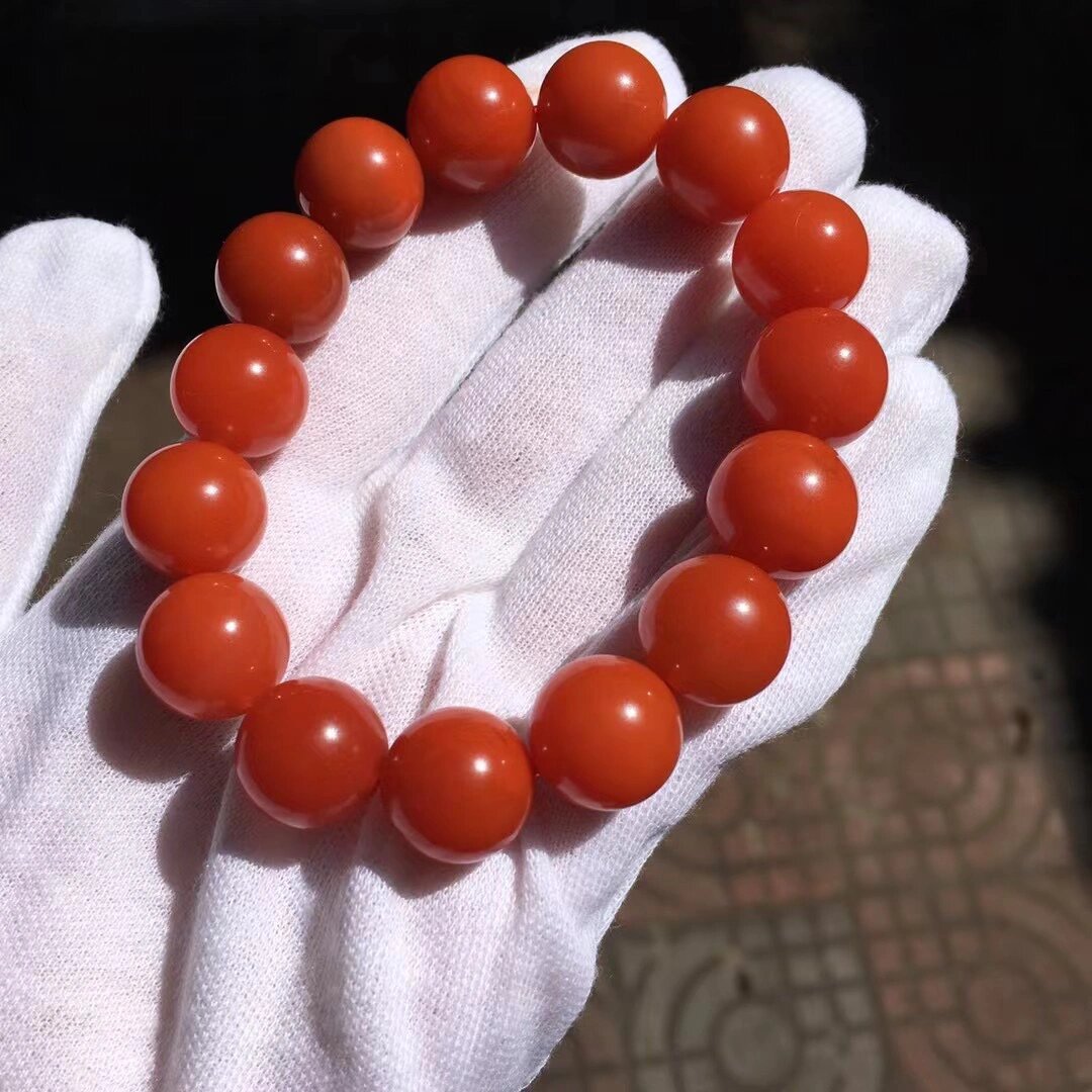 保山南红原矿 原矿南红手串1477直径 重56.