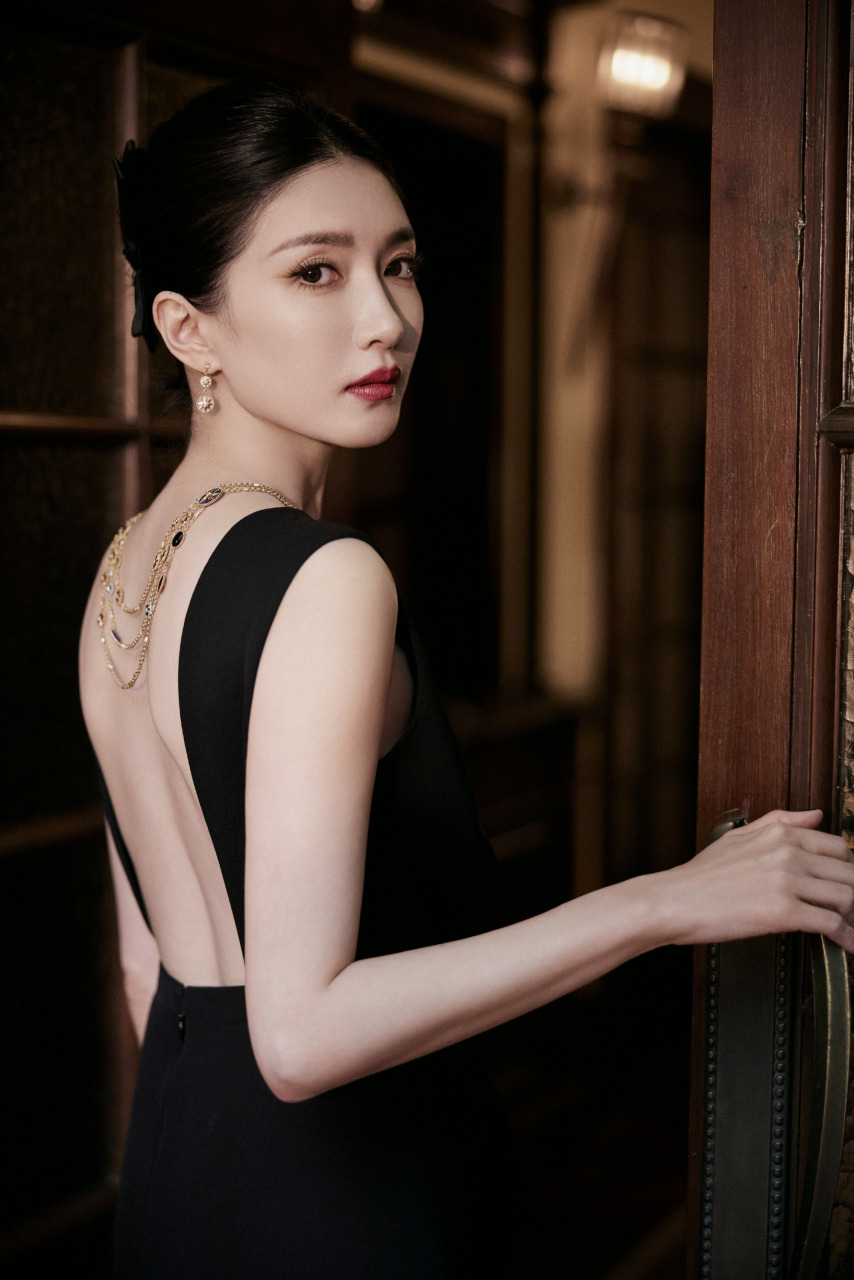 江疏影,黑色礼服,复古名伶,优雅贵气