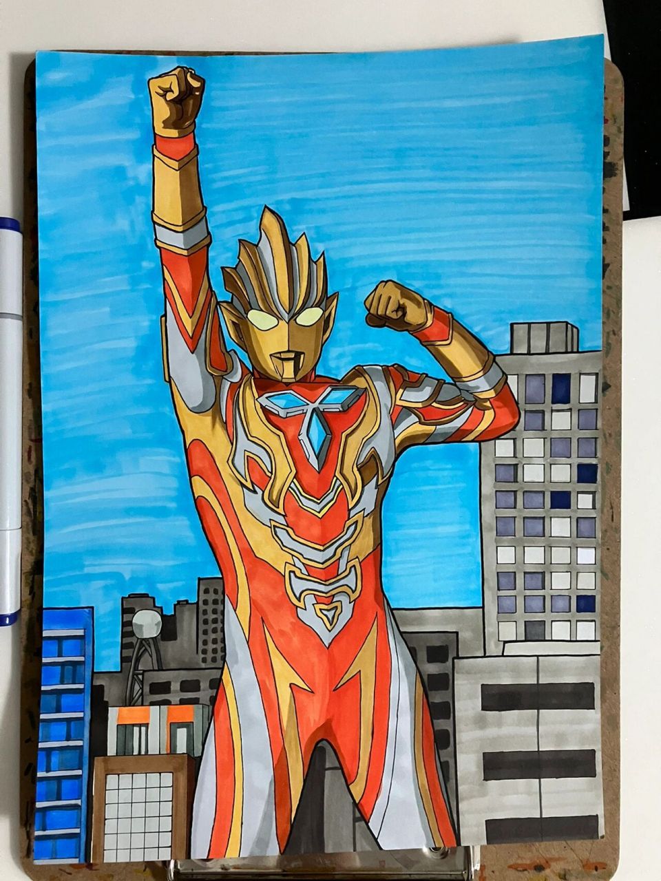 马克笔手绘特利伽奥特曼,不复杂版本 很多人呼唤的特利伽,脱了2个星期