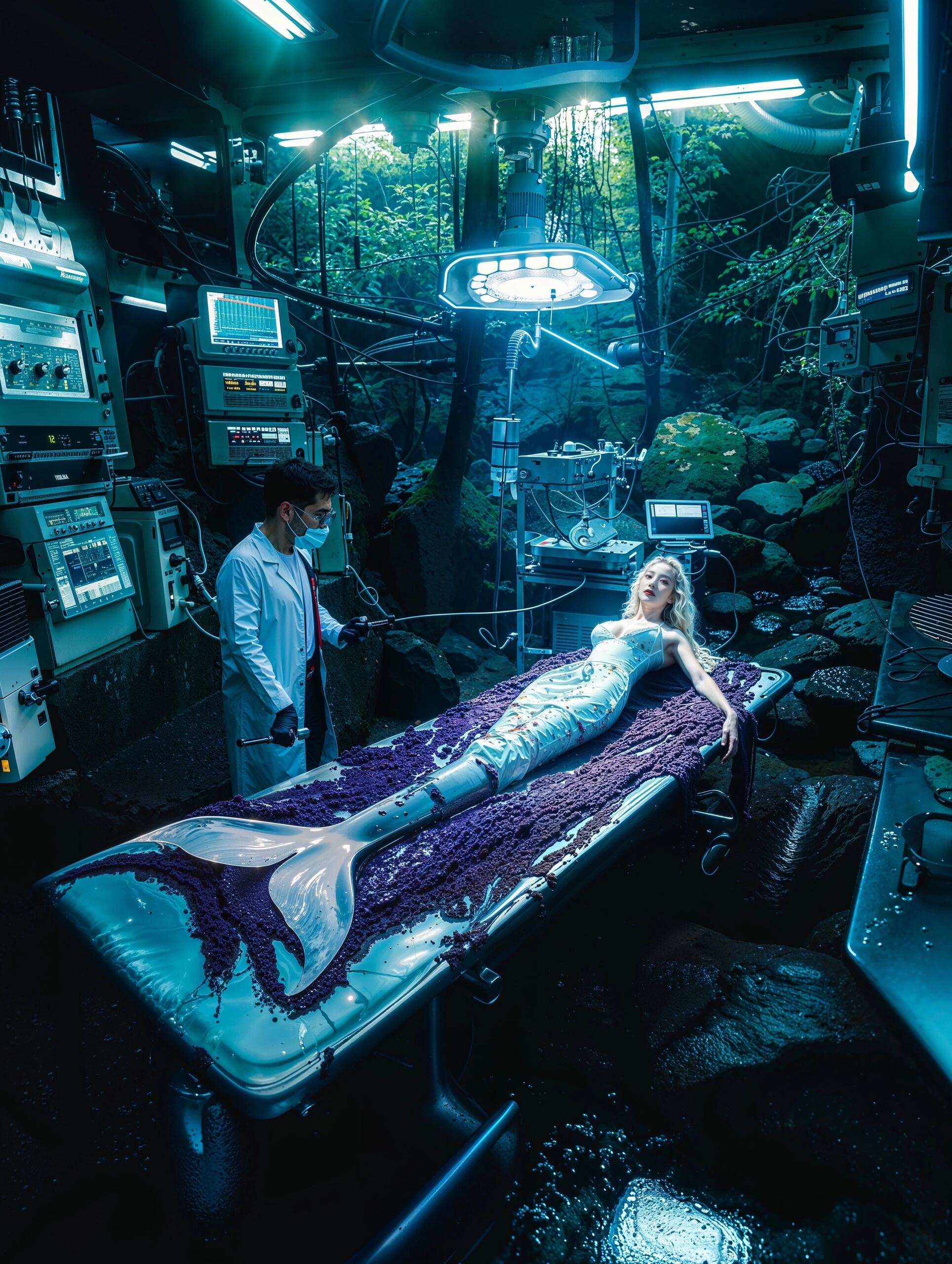 人类变美人鱼实验美人鱼实验人鱼被绑在手术台做实验对活美人鱼做实验