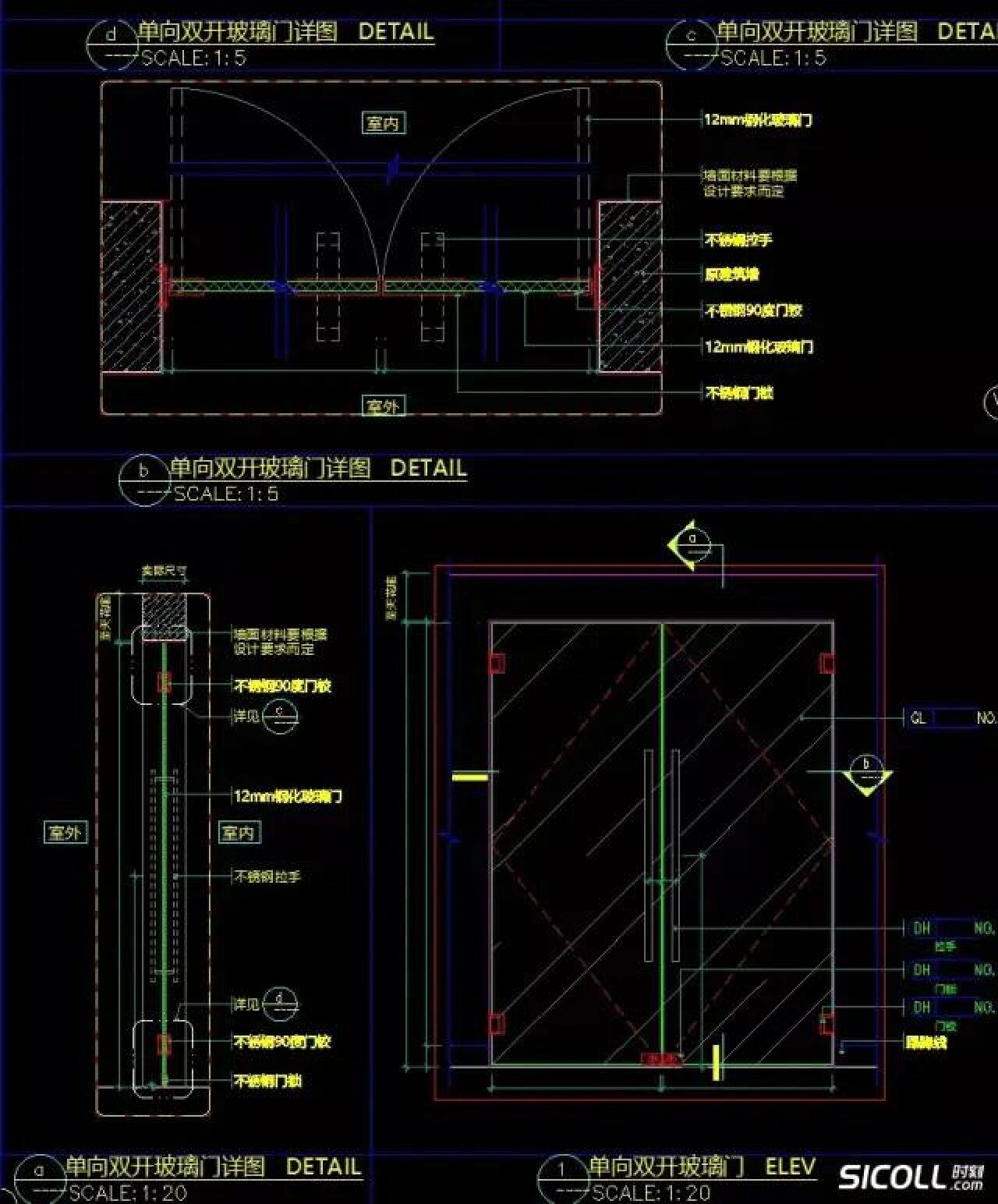 门窗节点大样详图合集丨窗台门套管井暗门电梯防火门玻璃门木门丨15.