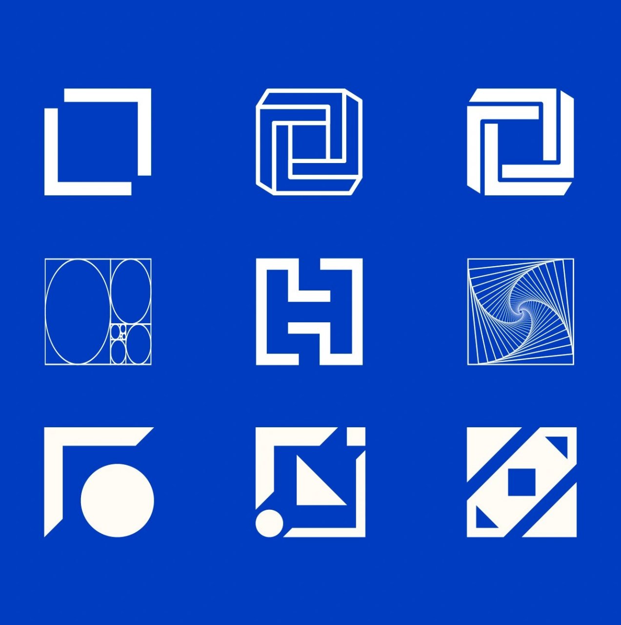 logo设计灵感聚集地 & 创意正方形造型抽象logo灵感!