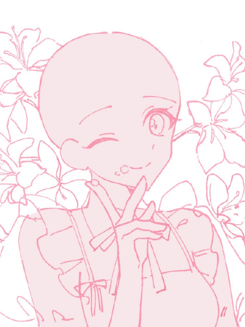 绘画素材|花与少女94单人头像模板合集