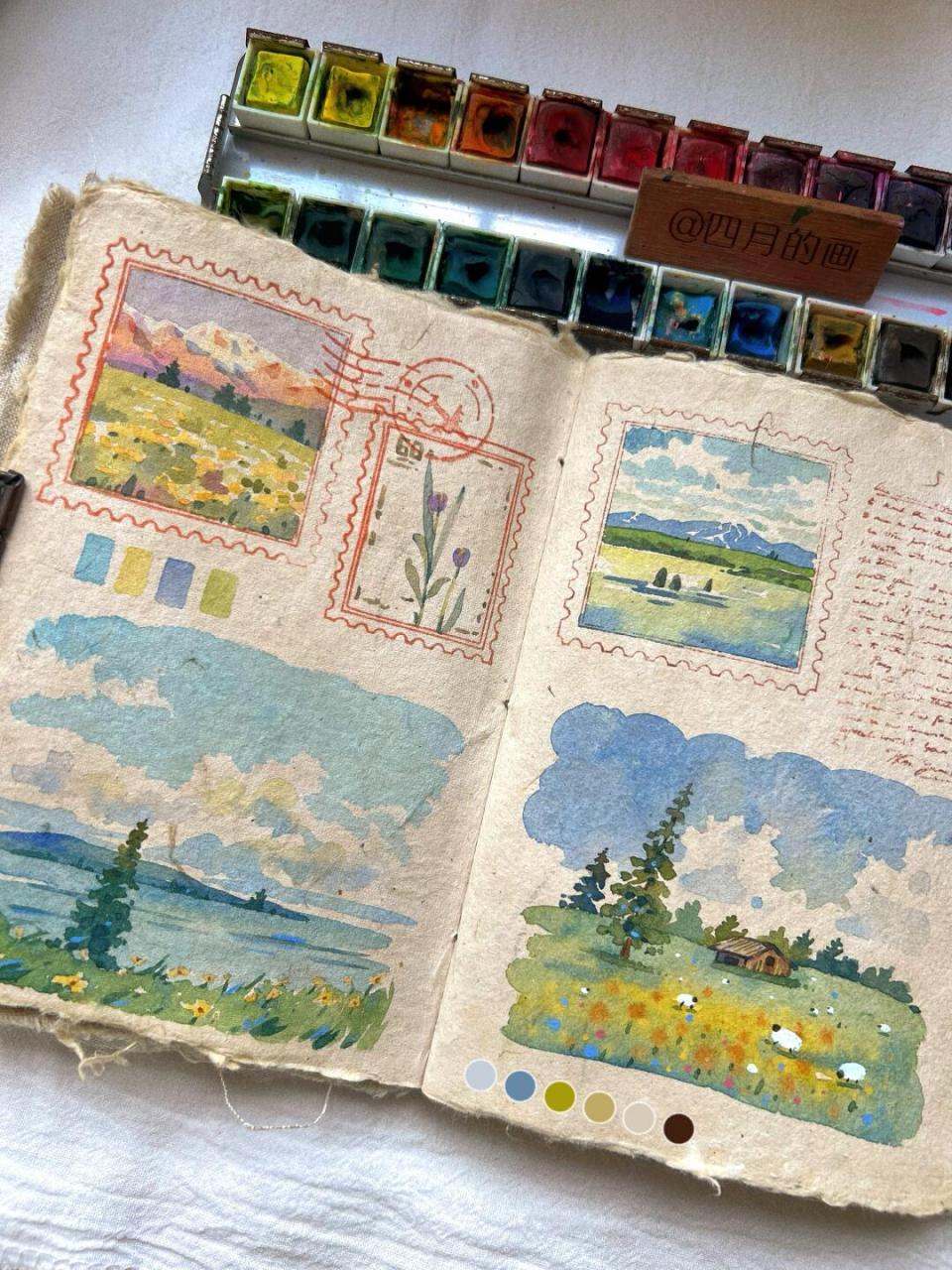 风景～4期脱稿课内容#小红书生活画家# #生活所见皆可画# #水彩手帐