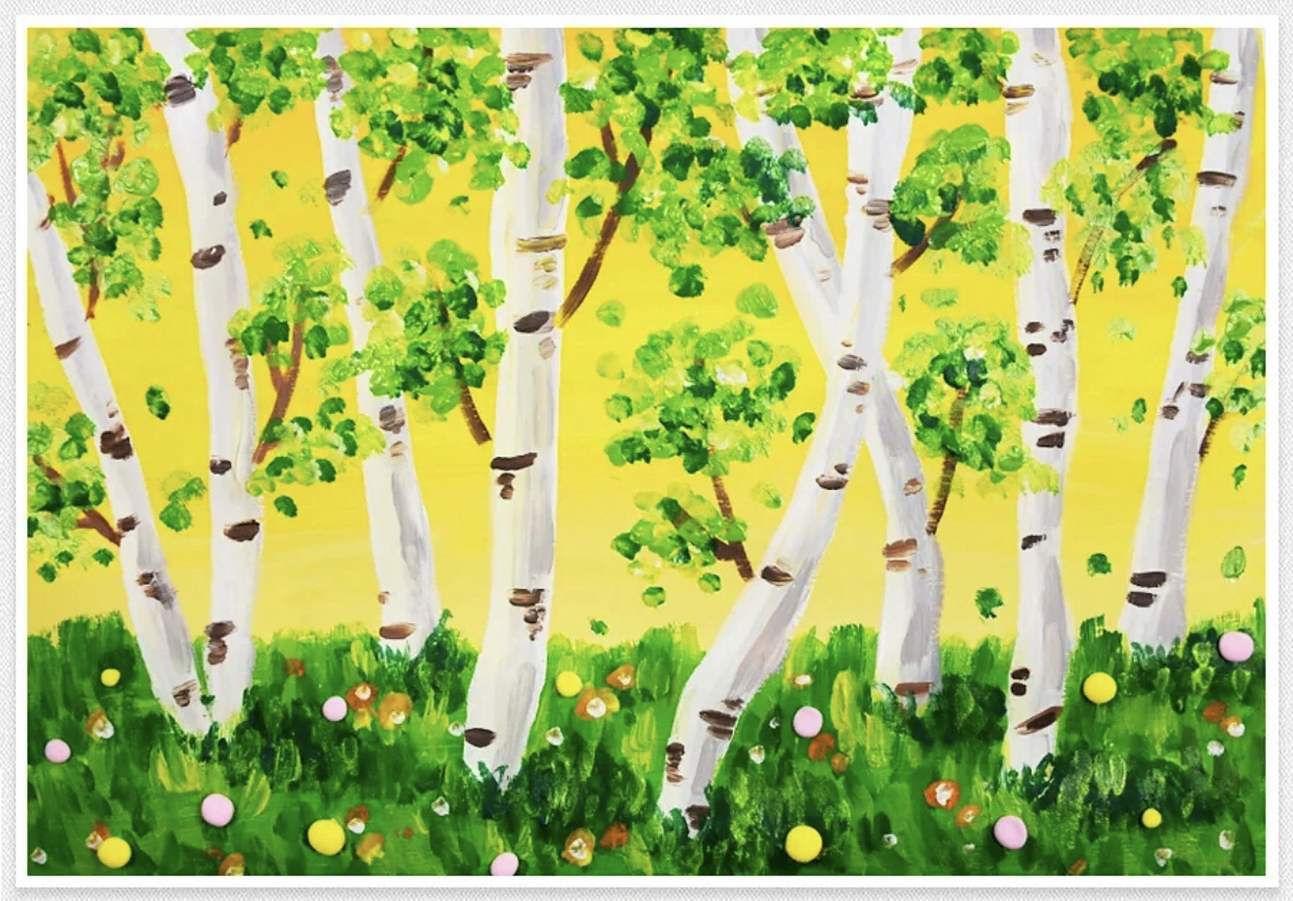 水粉创意画《白桦树》 1.