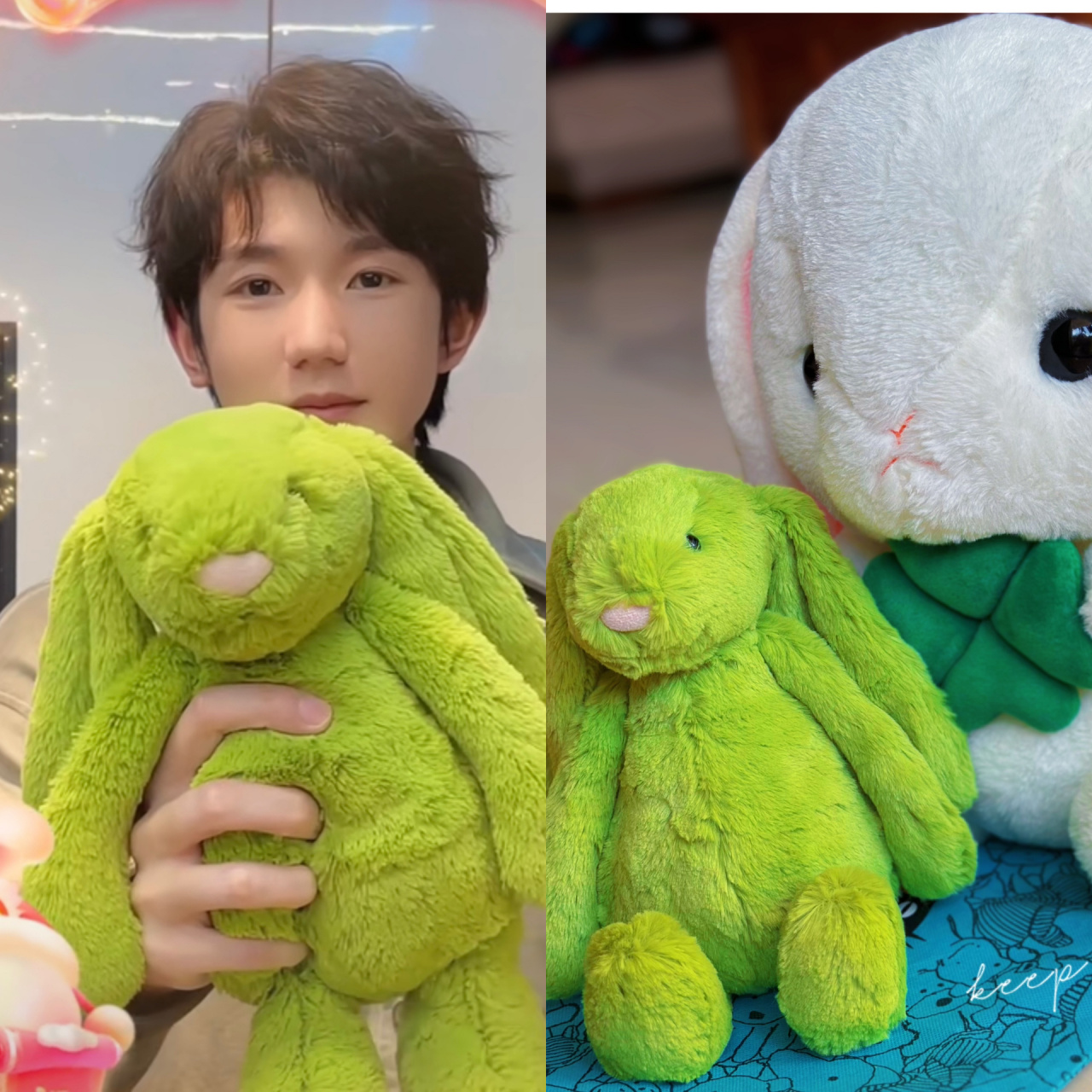 王源同款青苹果色邦尼兔92get0606 不同光线拍摄出来的颜色不一