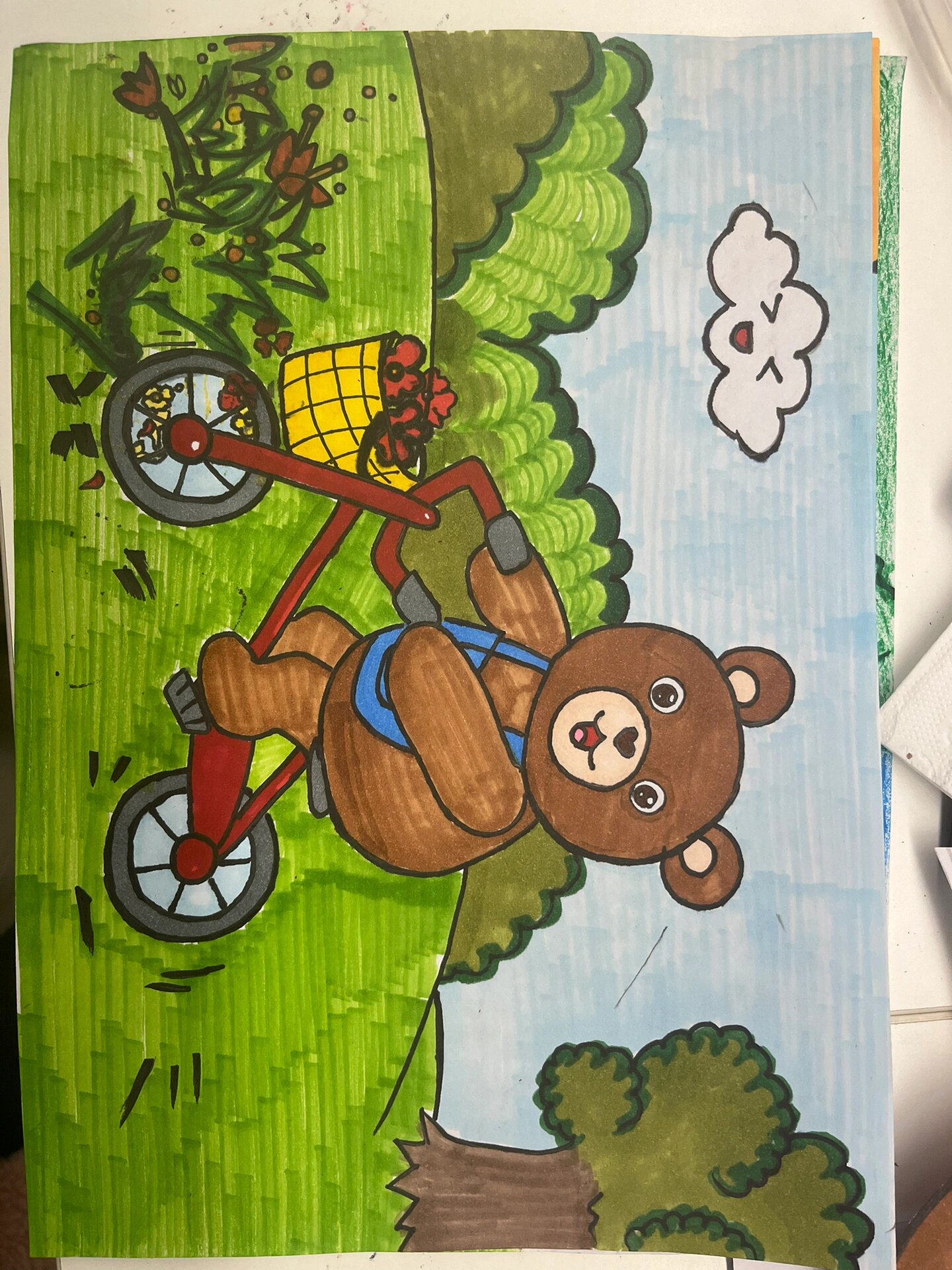小熊骑车 故事 主题画 连画