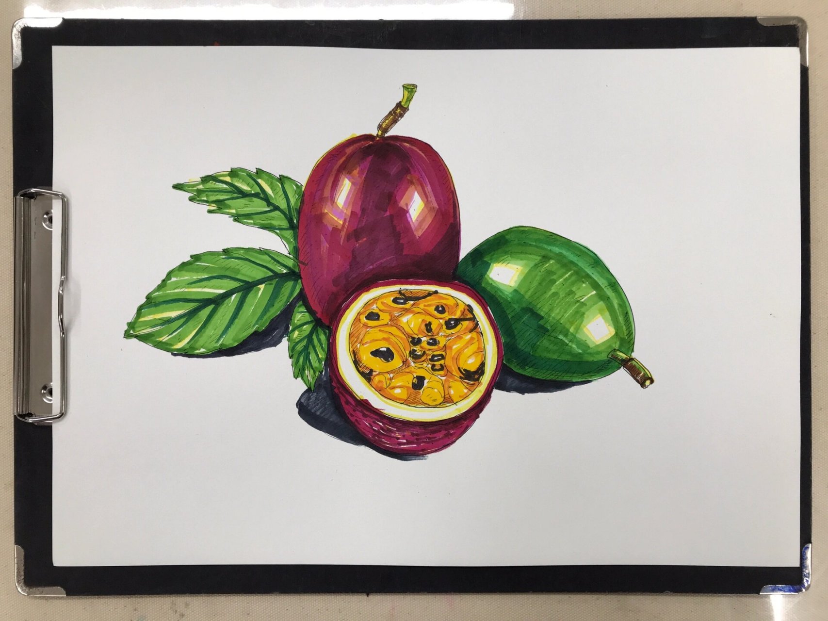 儿童绘画教程|百香果怎么画 儿童马克笔画 儿童马克笔画|百香果步骤