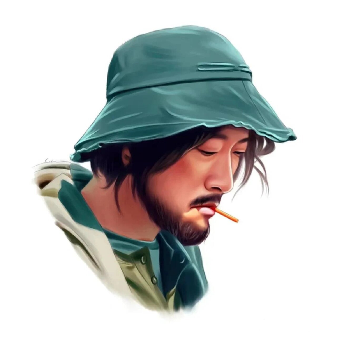 成熟自信 帅气十足的男士手绘头像 男士的写实手绘头像.