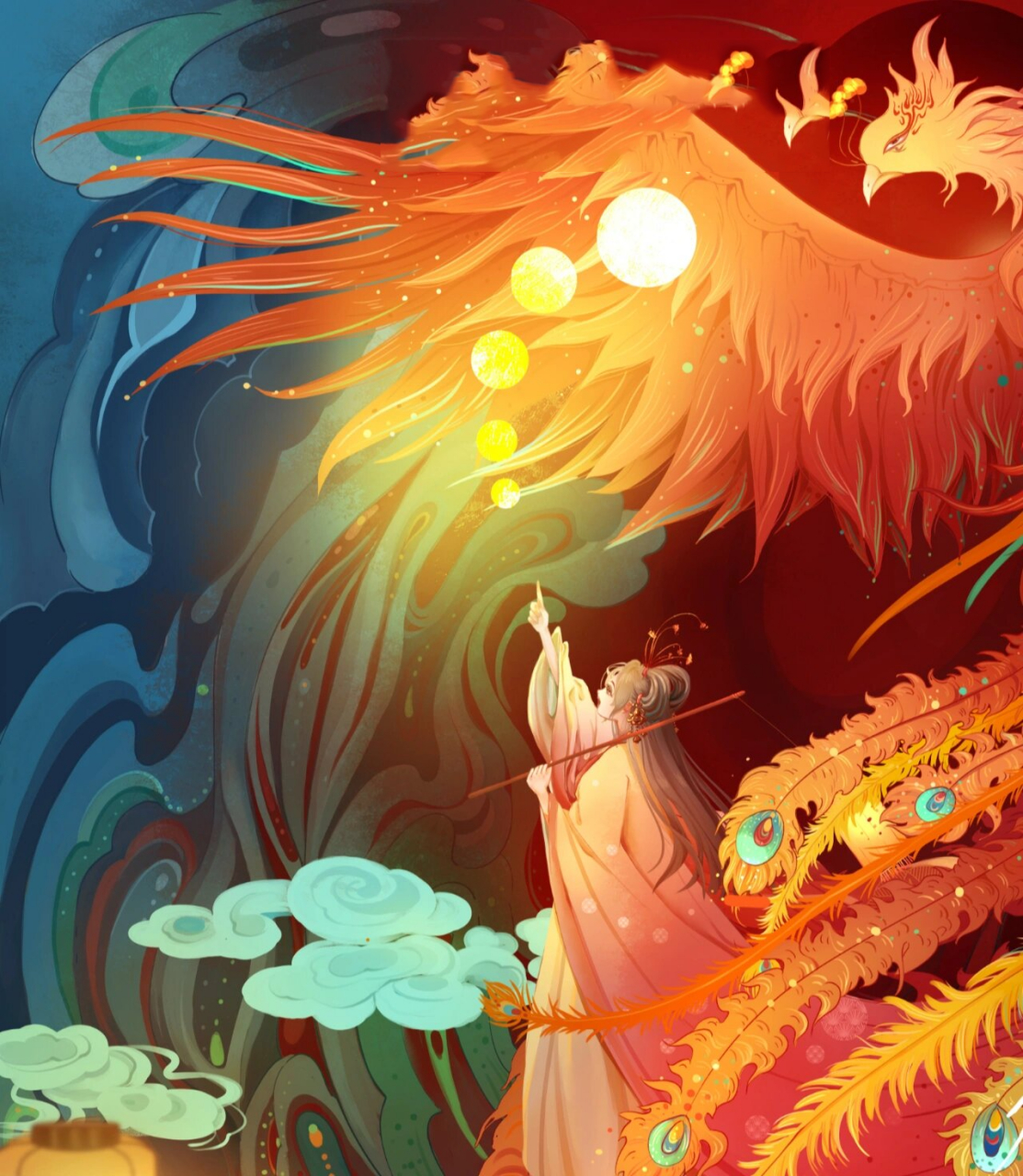 古风插画凤凰系列 我的第三张凤凰,卖断,授权,合作,nft都可以,喜欢的