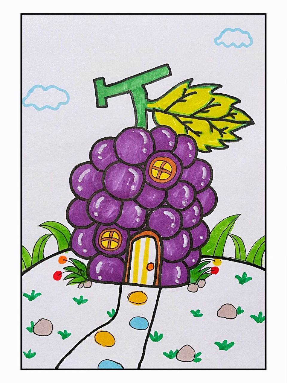 创意儿童画# #画画# #葡萄简笔画