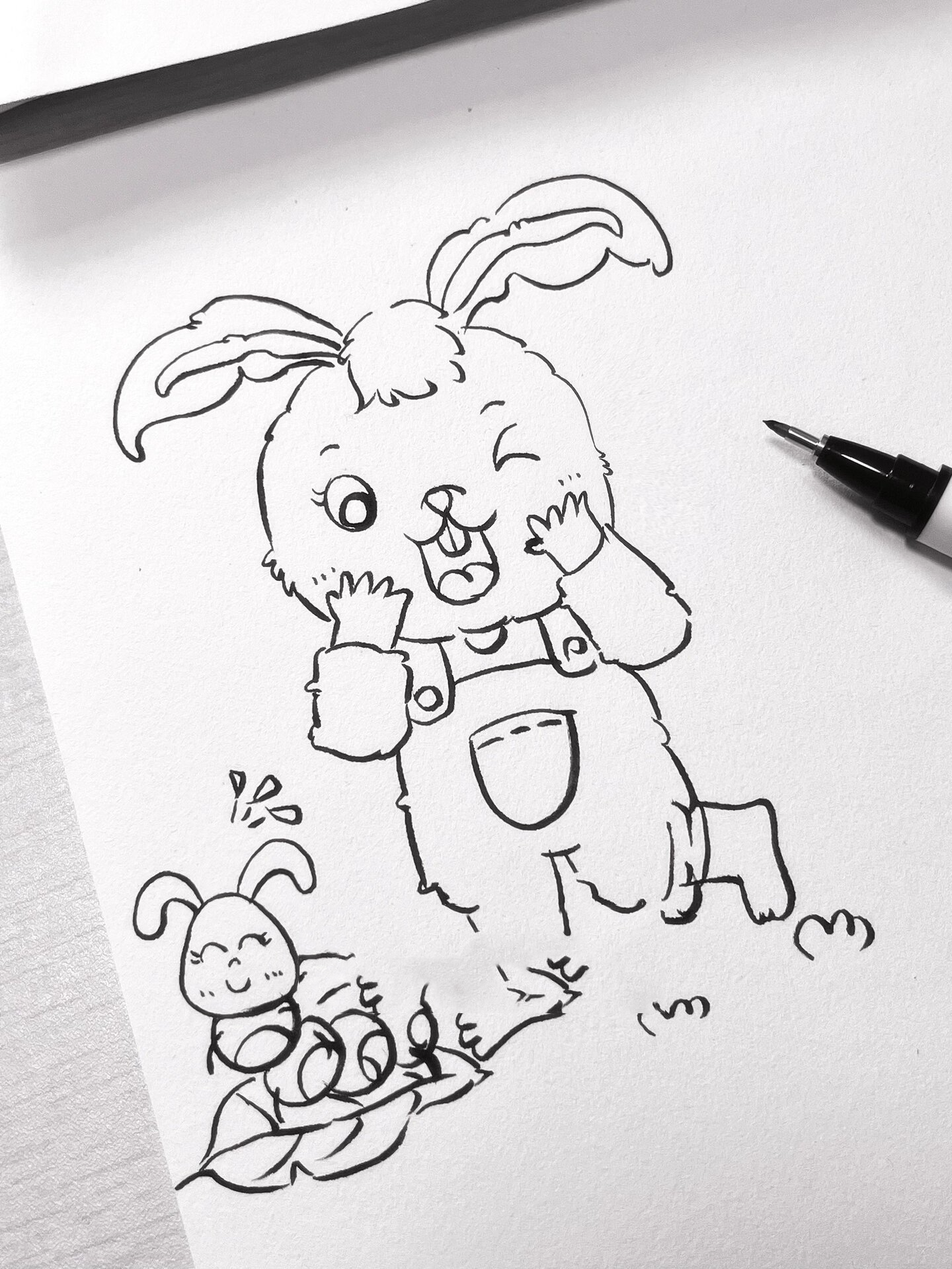 幼儿考编简笔画兔子合集图 主题:六种不同动作的兔子可用在主题画中