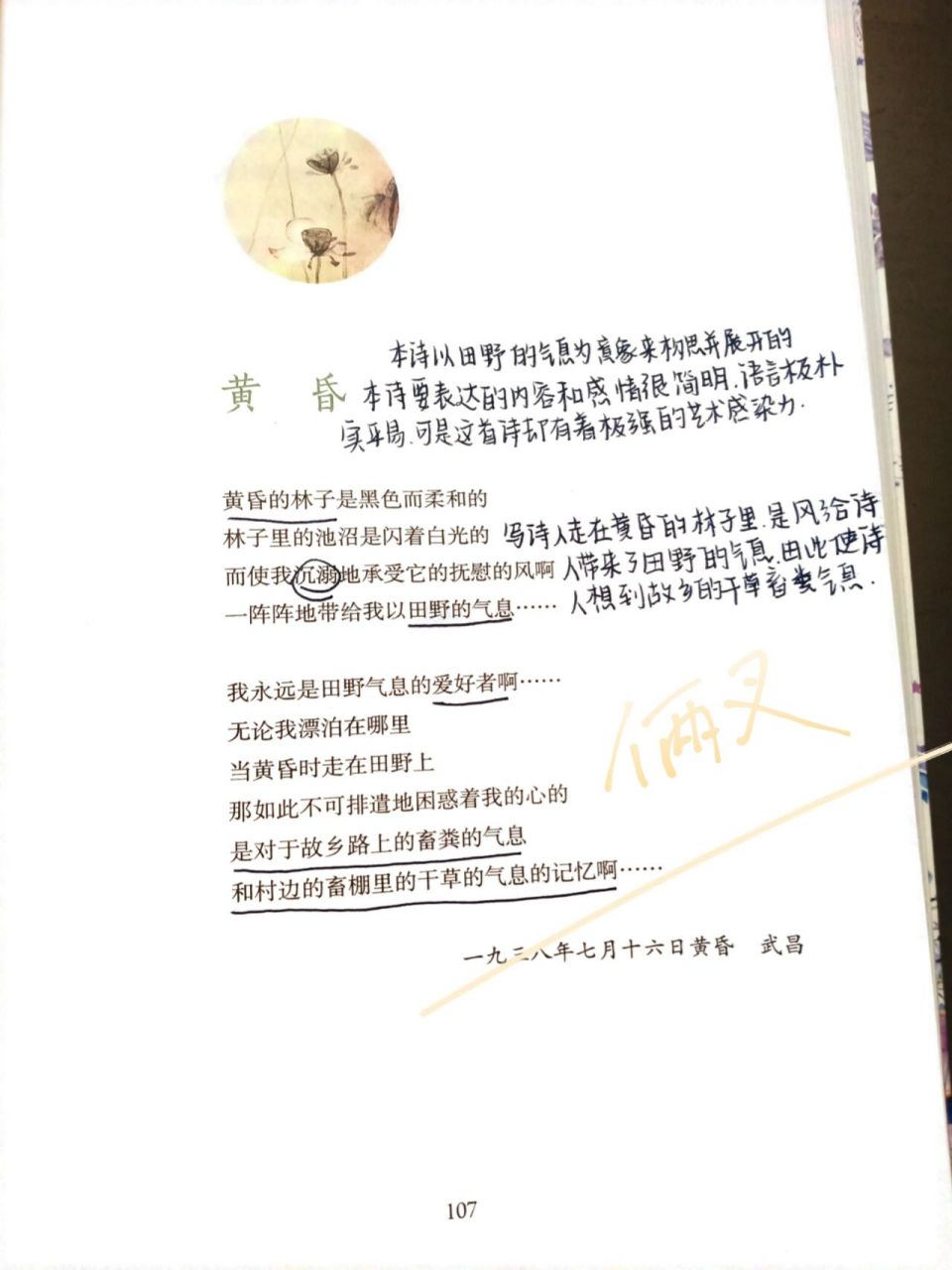 艾青诗选批注黄昏  黄昏