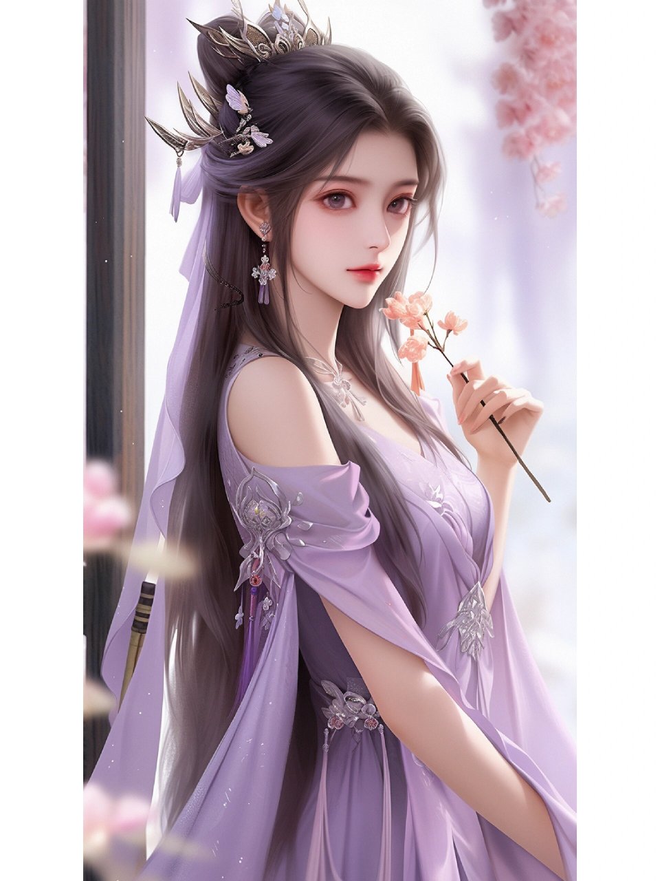 游戏角色美女,紫衣古风,古风头像