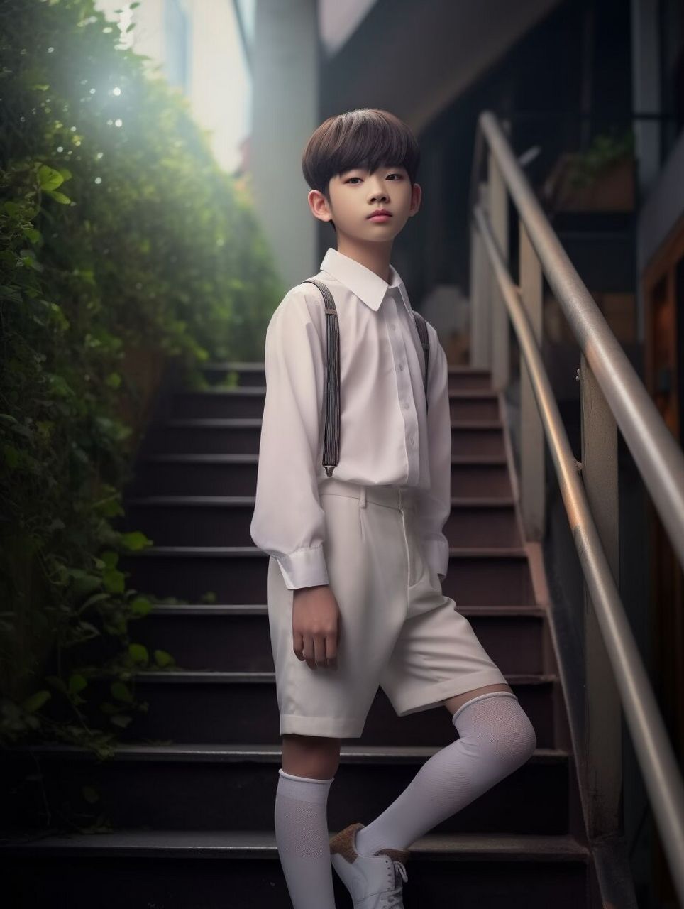 正太穿长筒袜短裤搭配衬衣,清新自然又帅气 这次的搭配我很喜欢,可可