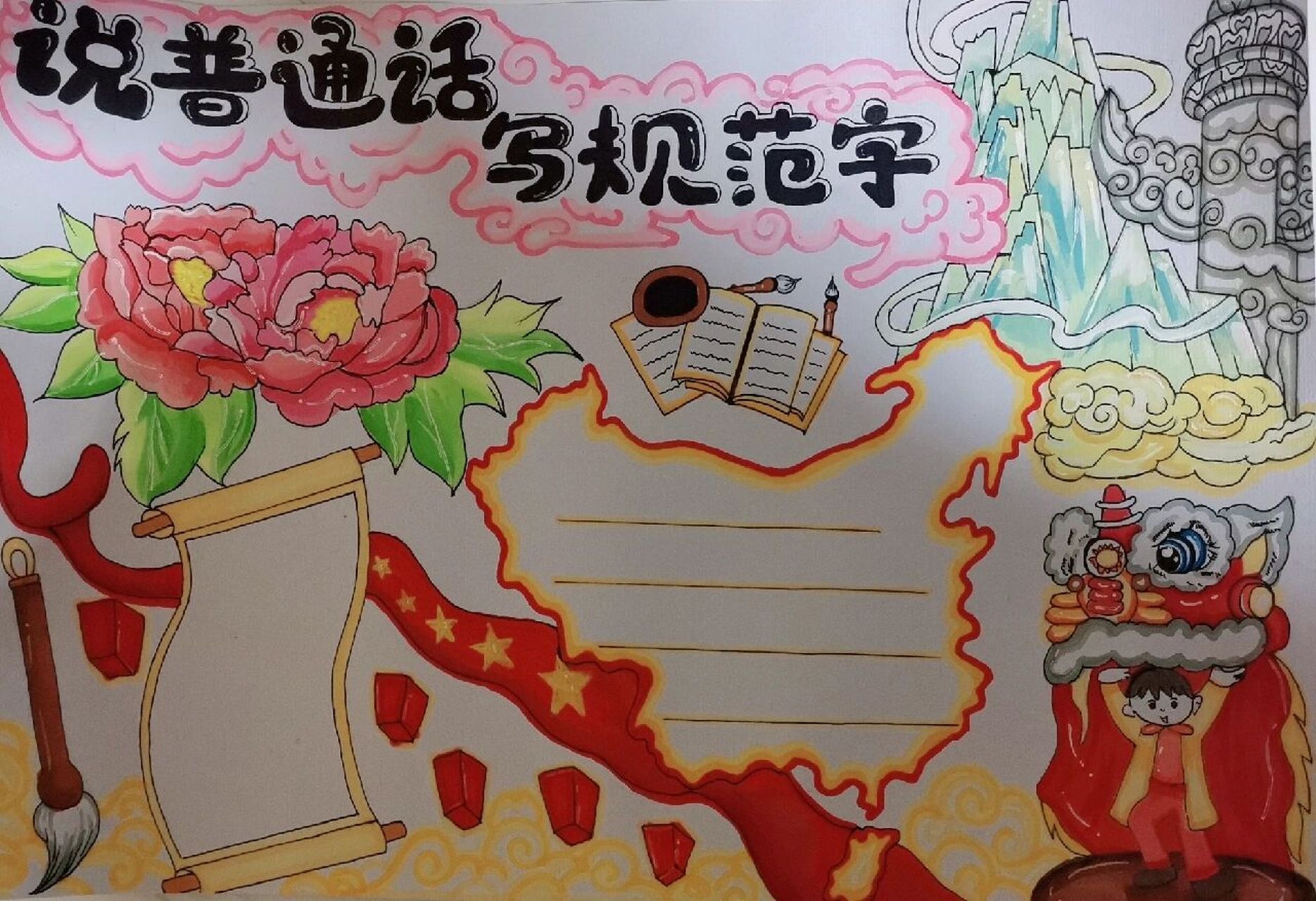 《说普通话,写规范字》手抄报