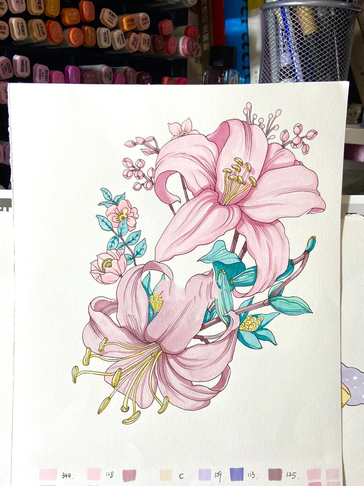 马克笔花卉画 植物图片