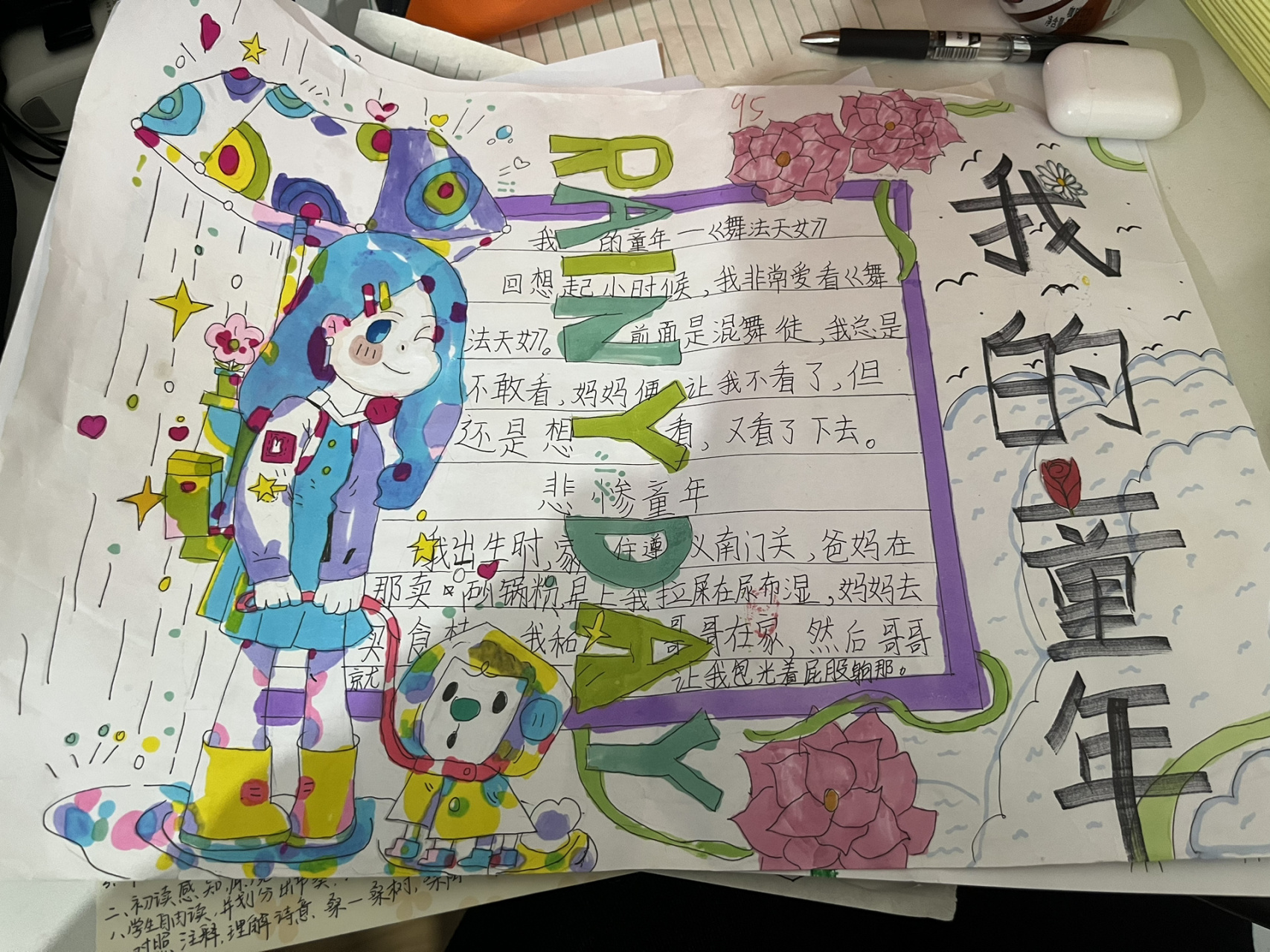 我的童年手抄报分享 童年生活像一个五彩斑斓的梦,使人留恋,使人向往.